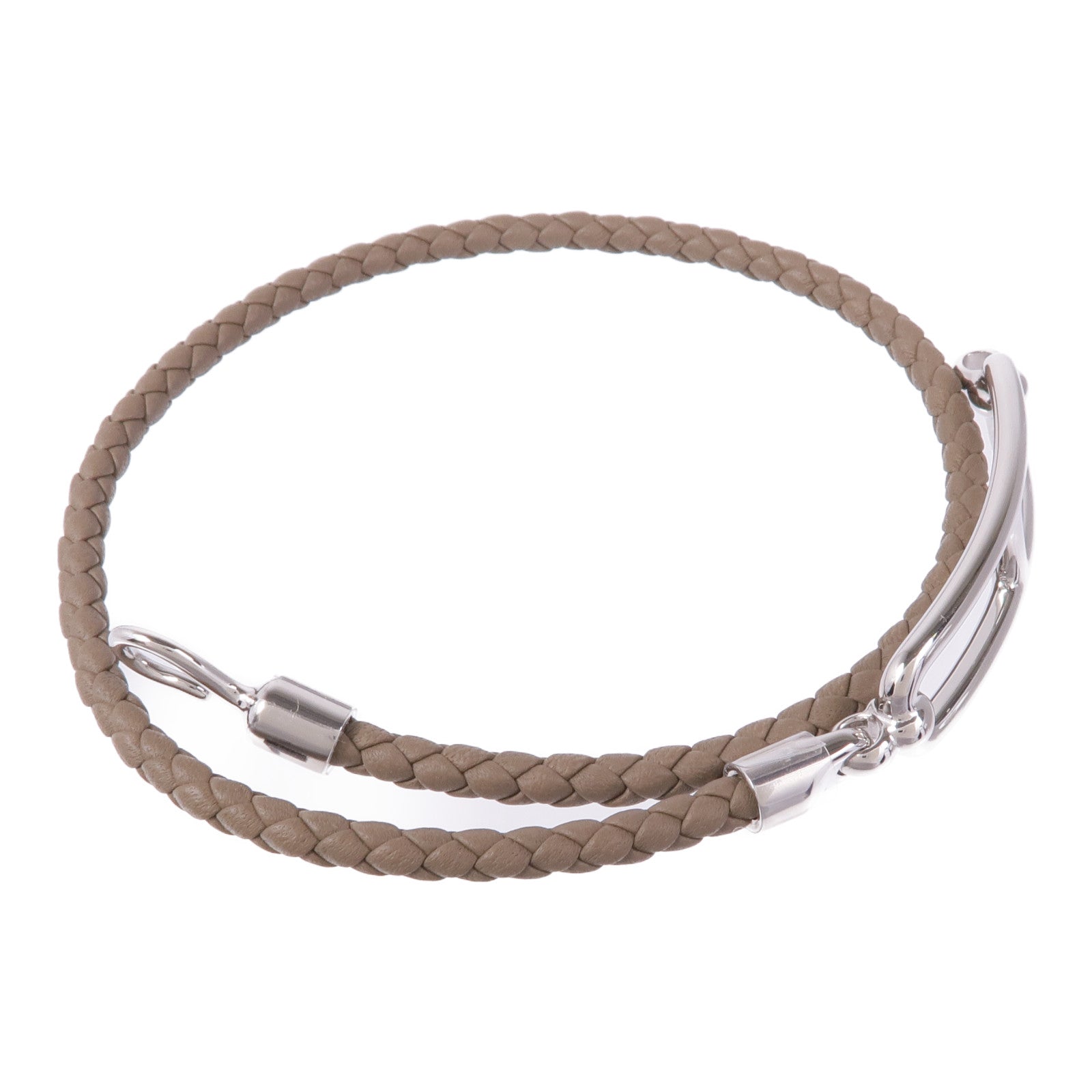 HERMES 皮革Roulis Double Tour銀扣手帶