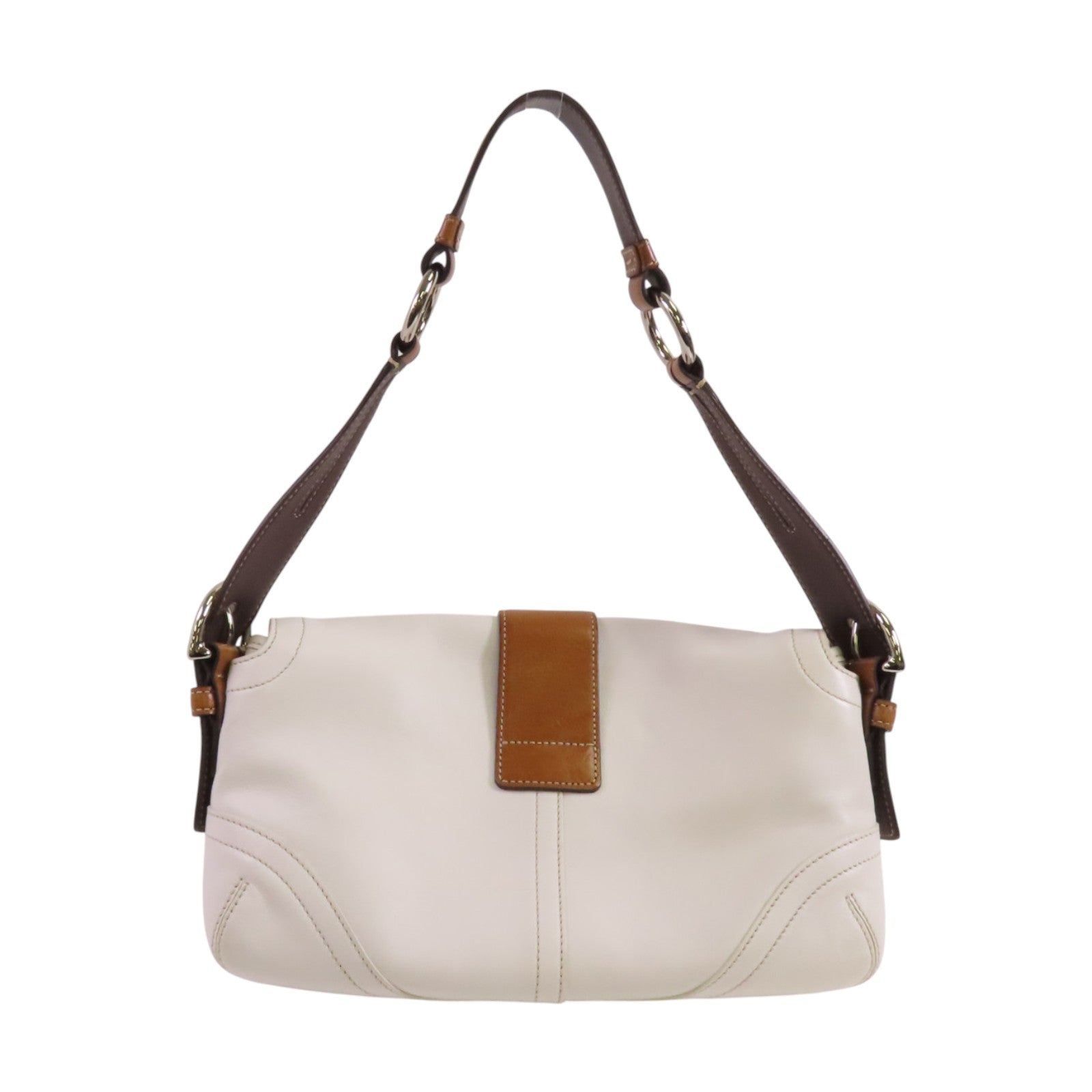 COACH 牛皮皮革Shoulder Bag銀扣肩背袋