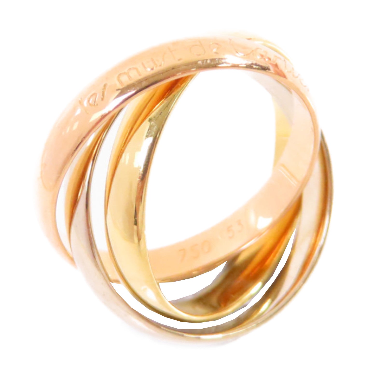 CARTIER 18K黃金/白金/玫瑰金Trinity Ring戒指US#6.25/Cartier#53