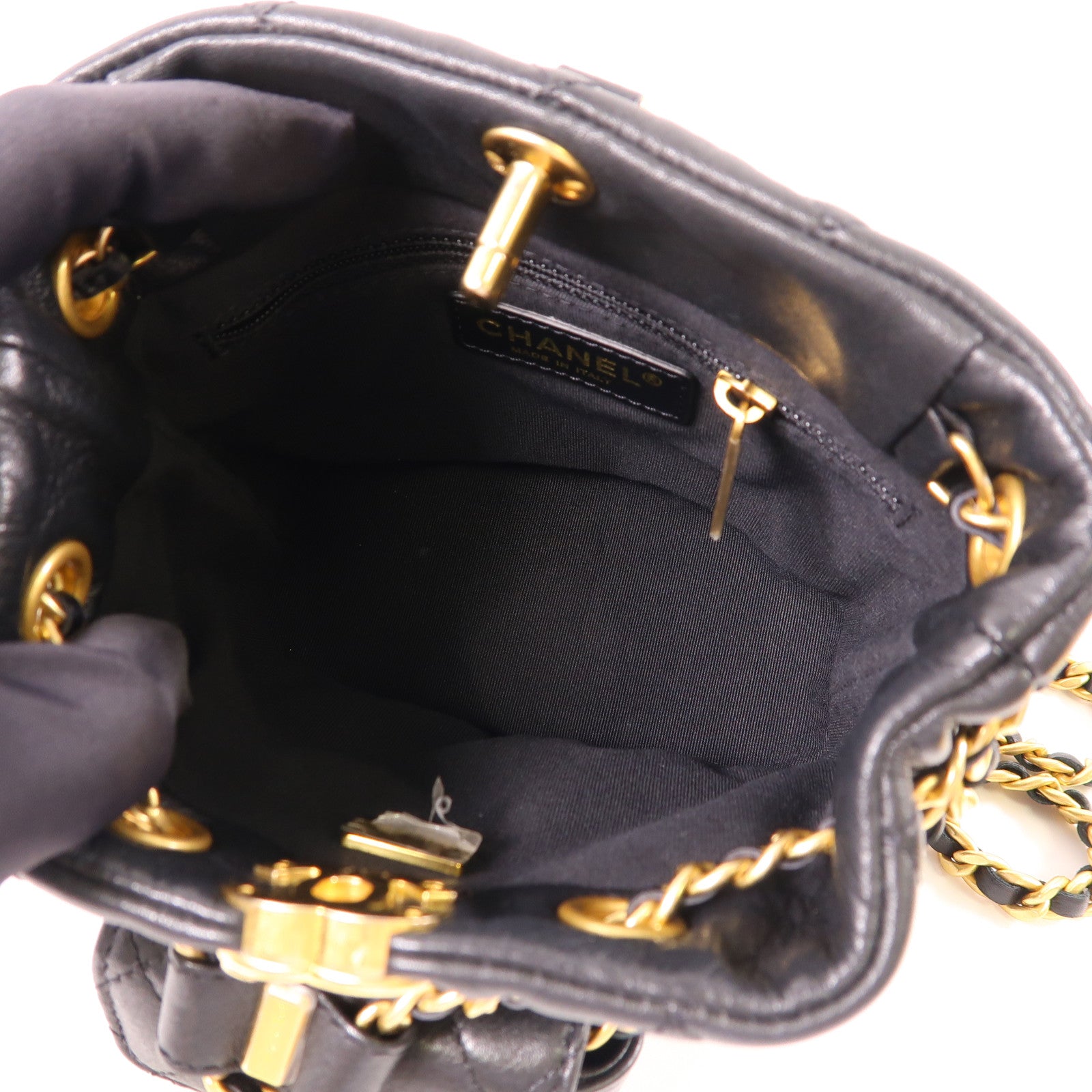 CHANEL 牛皮皮革Mini Backpack金扣鏈帶背包