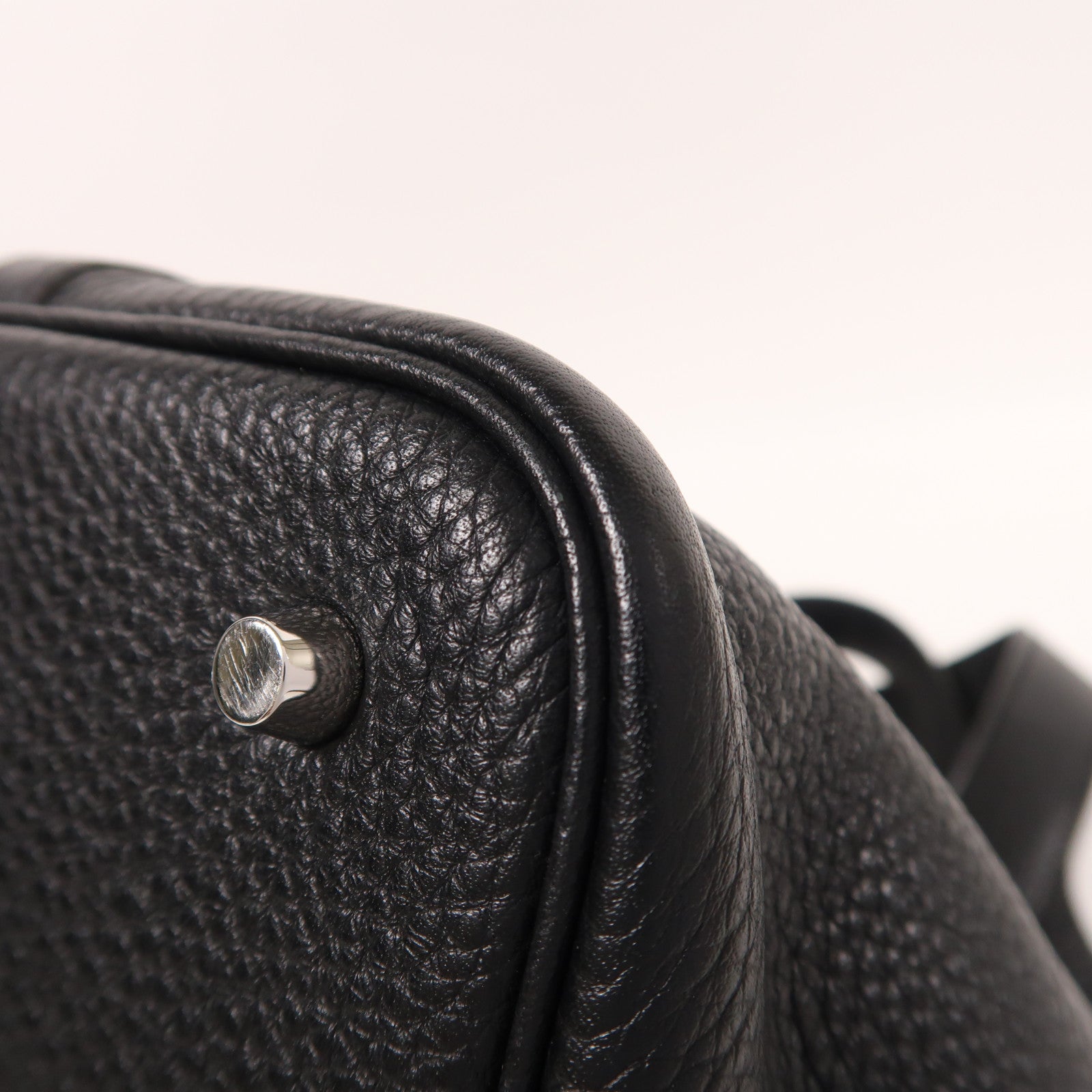 HERMES Clemence皮革Picotin MM銀扣手挽袋Noir