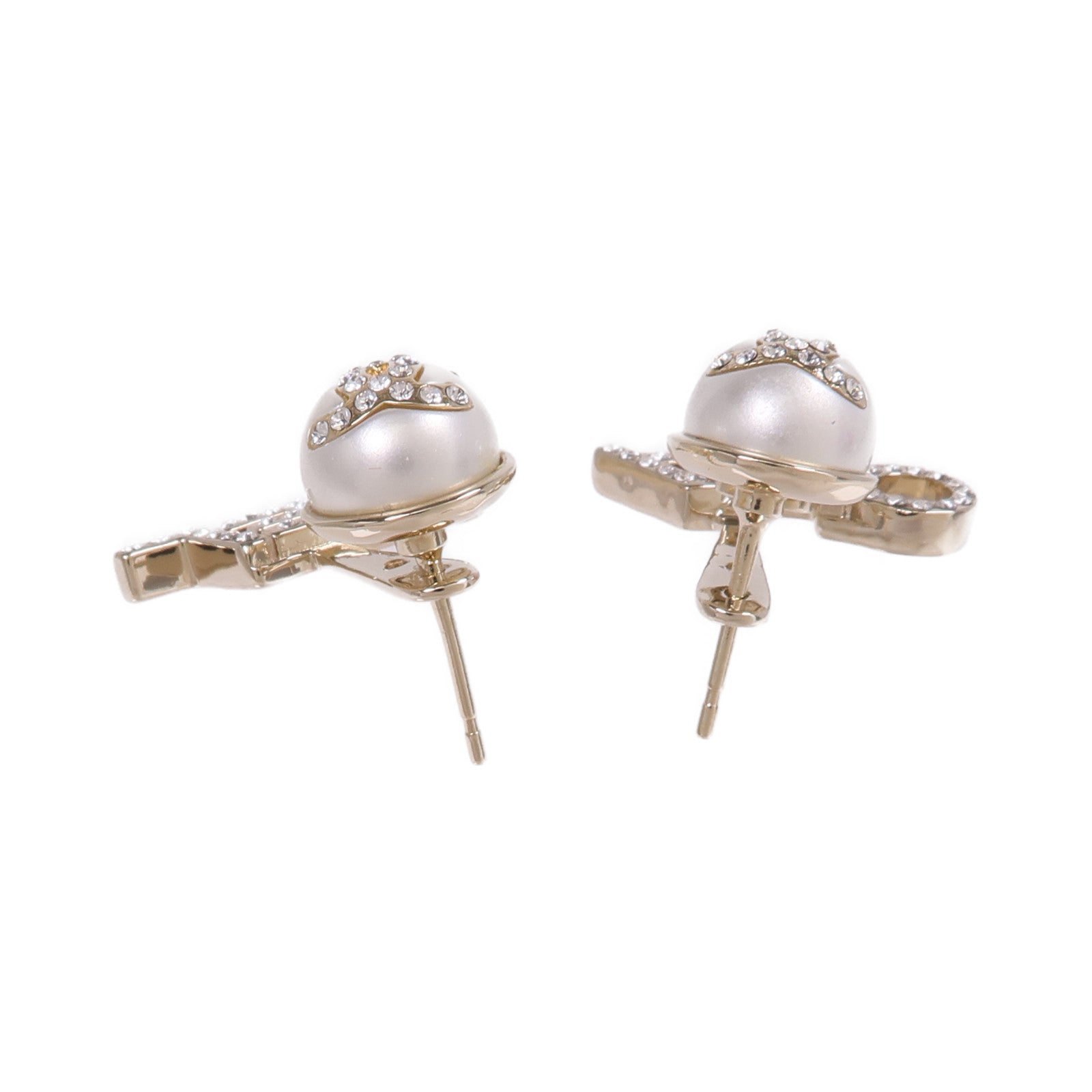 CHANEL 金屬/水晶Pierced Earring耳環