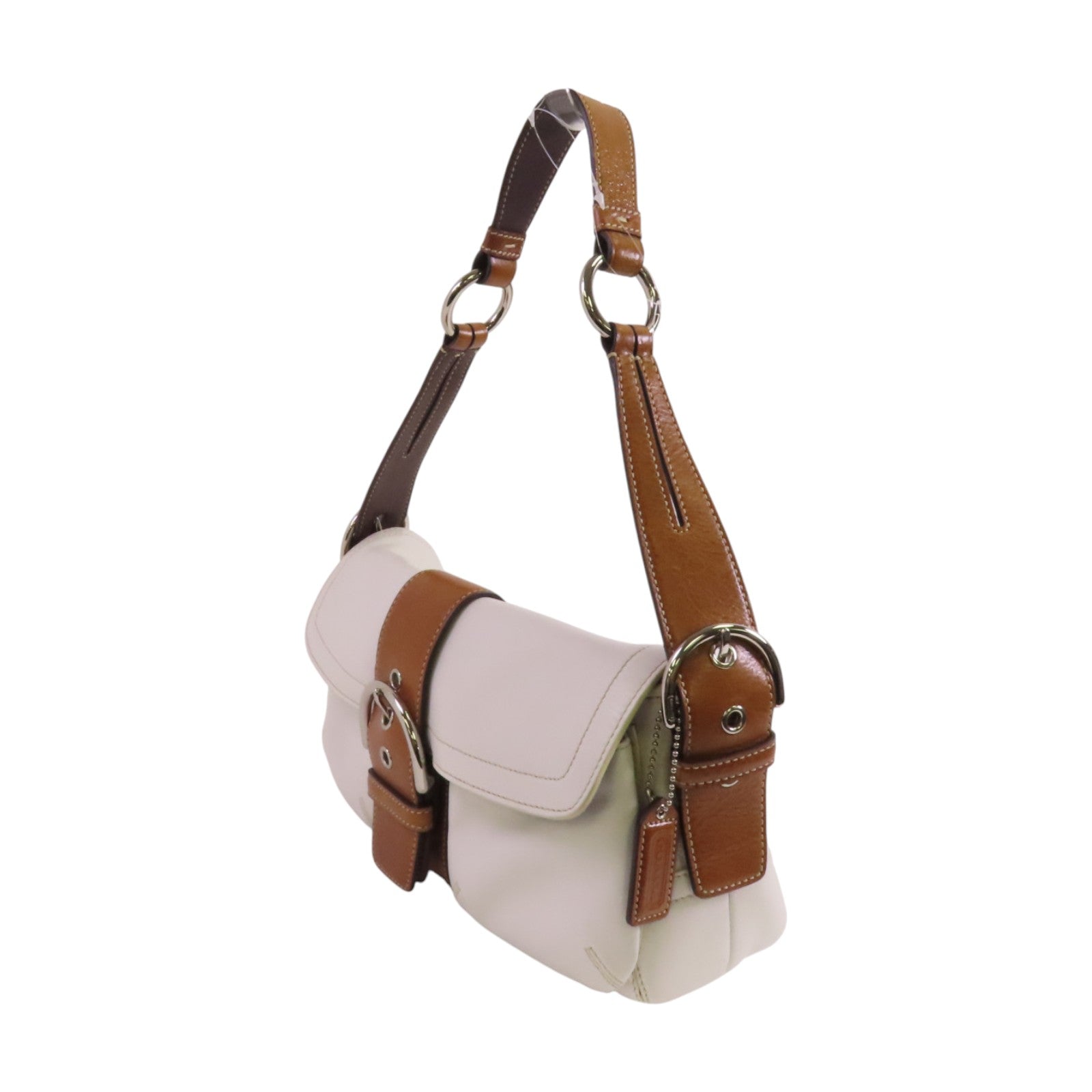 COACH 牛皮皮革Shoulder Bag銀扣肩背袋