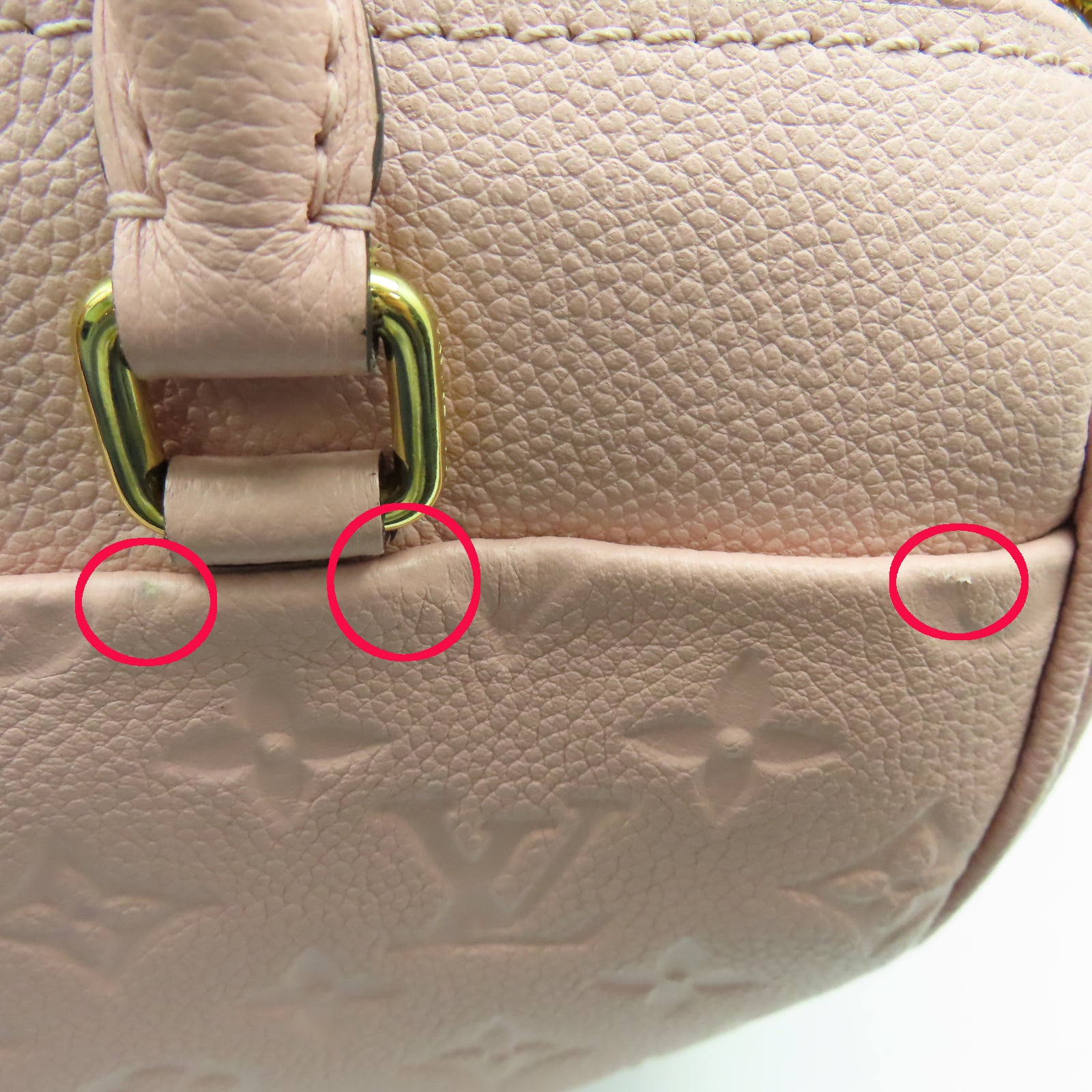 LOUIS VUITTON Monogram Empreinte Speedy Bandouliere 25金扣手挽肩背兩用袋粉紅色