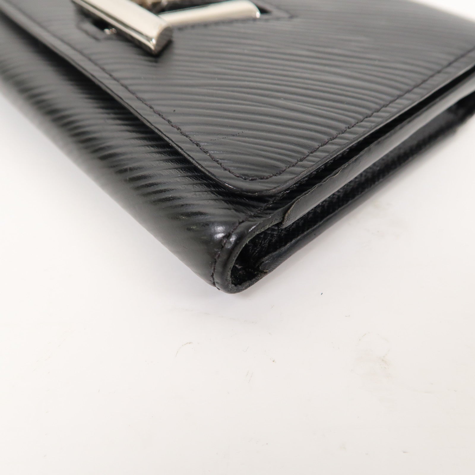 LOUIS VUITTON Epi Twist Compact Trifold Wallet銀扣錢包黑色