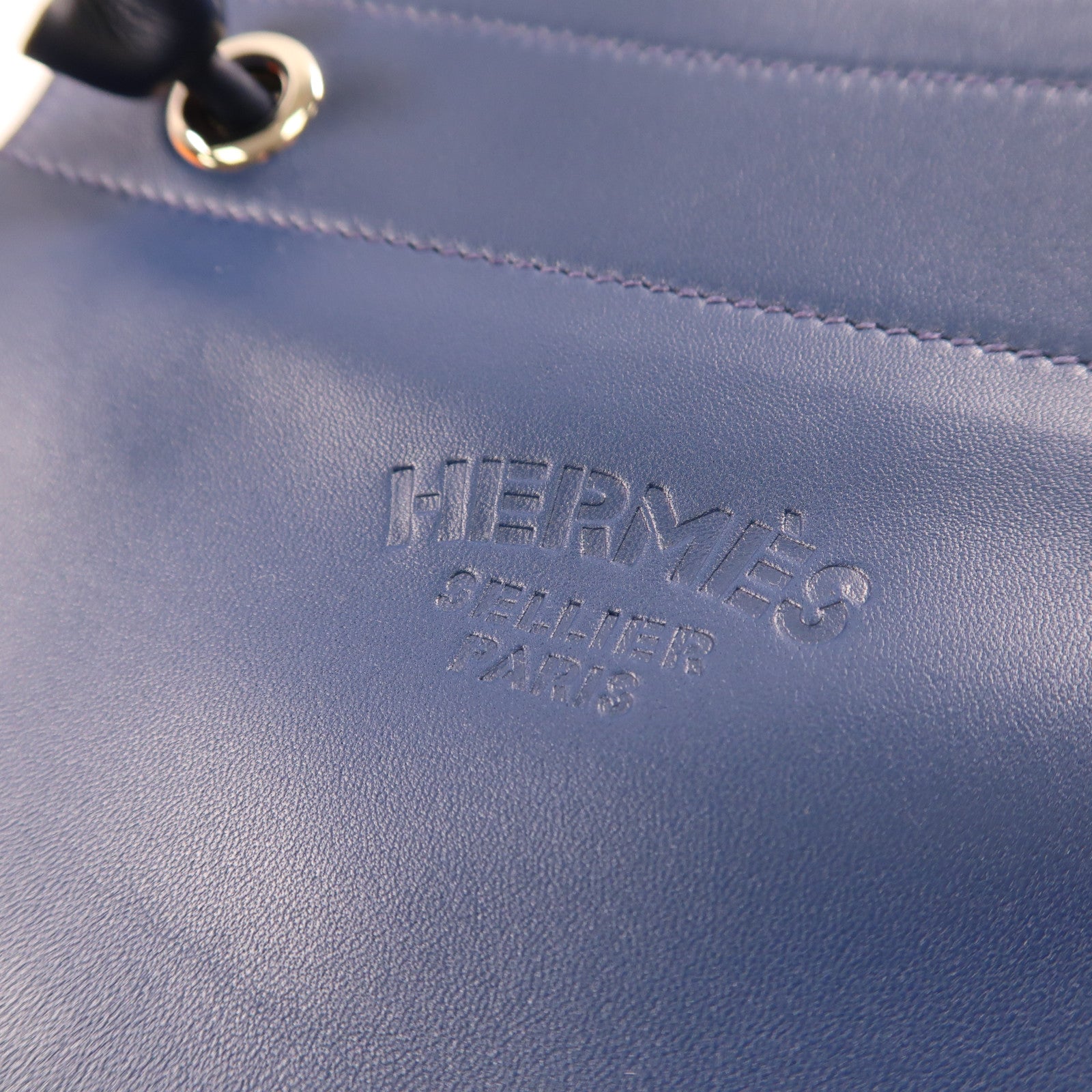 HERMES Swift皮革Aline Mini銀扣肩背袋深邃藍色