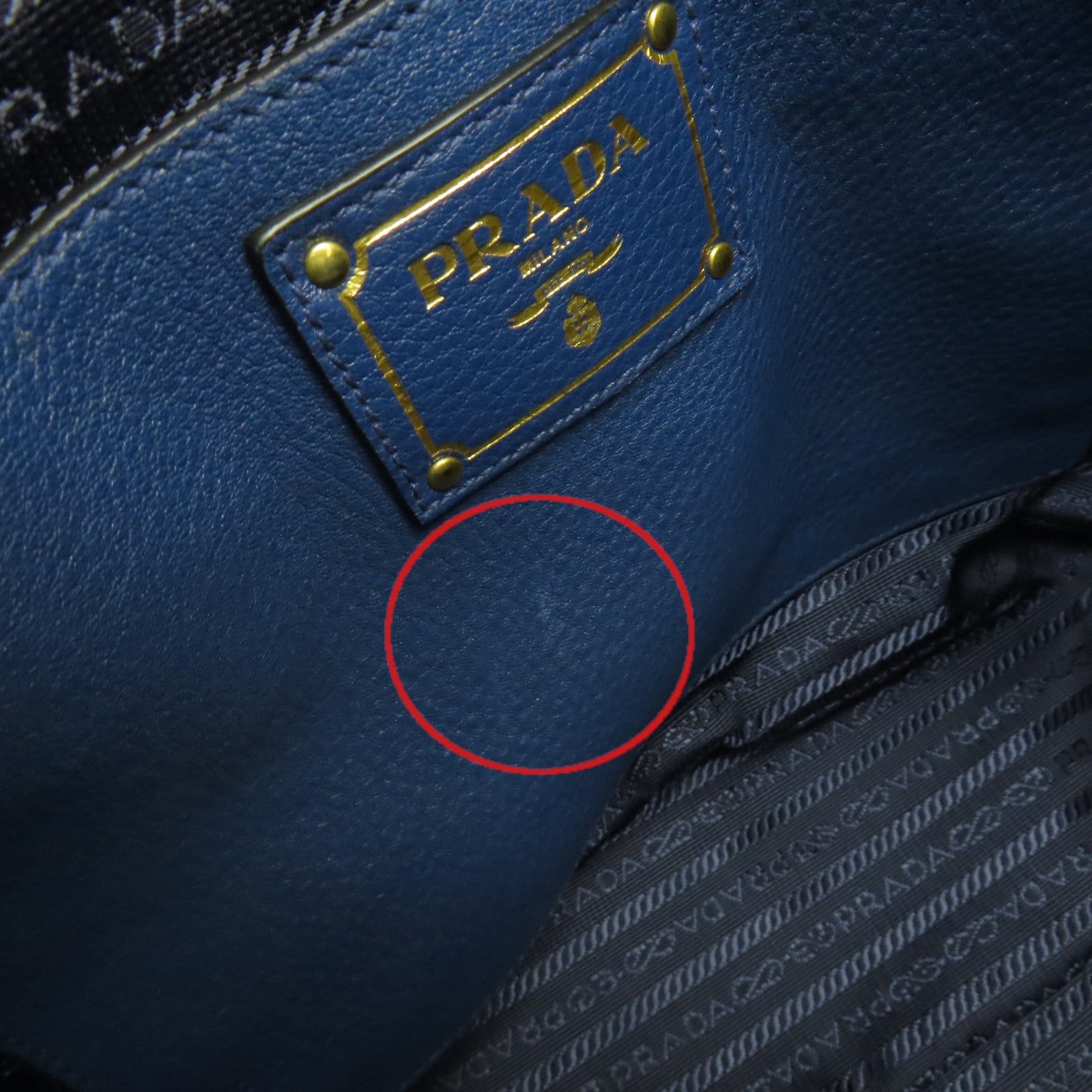 PRADA 【激減優惠】牛皮皮革2Way Shoulder Bag金扣手挽肩背兩用袋藍色