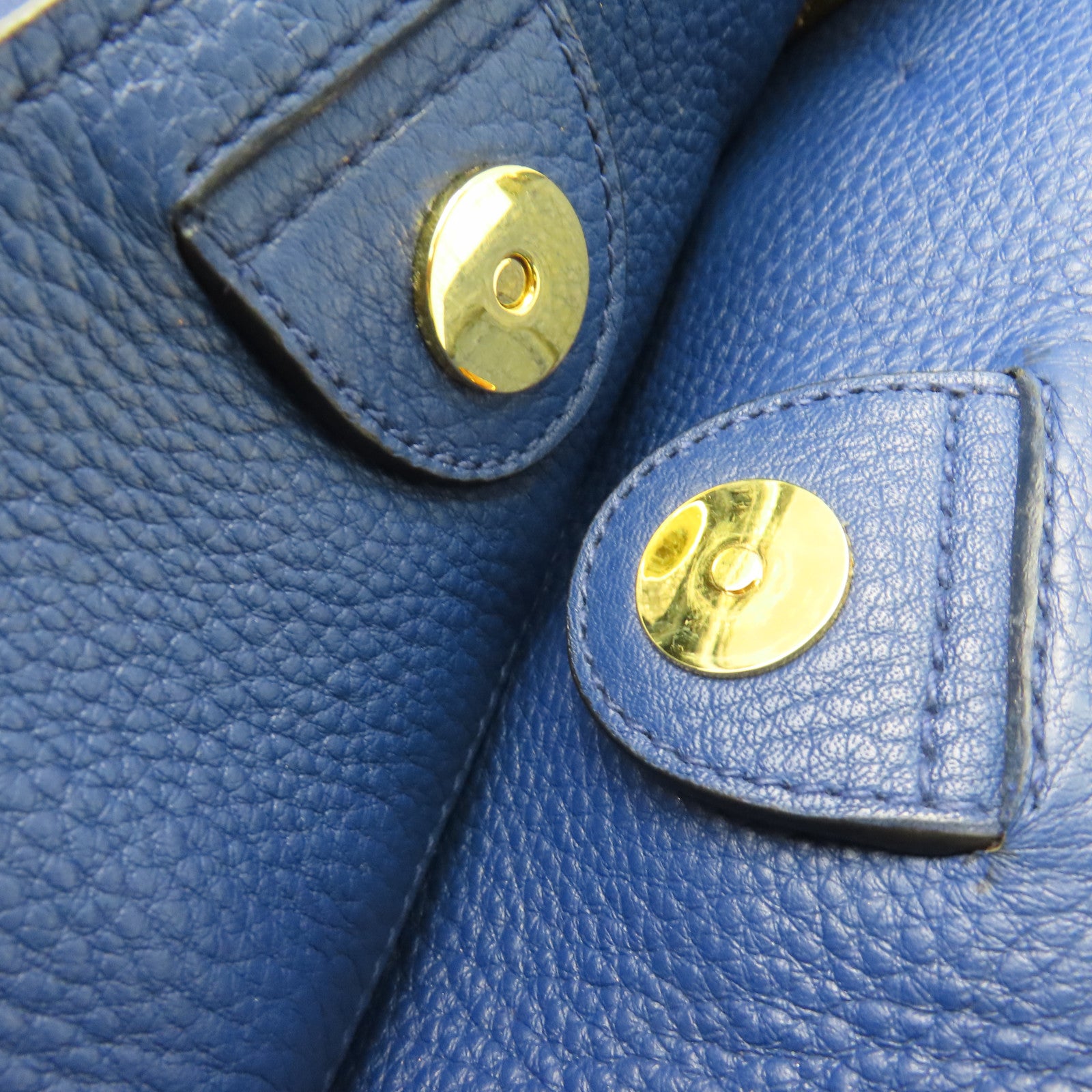 PRADA 【激減優惠】牛皮皮革2Way Shoulder Bag金扣手挽肩背兩用袋藍色