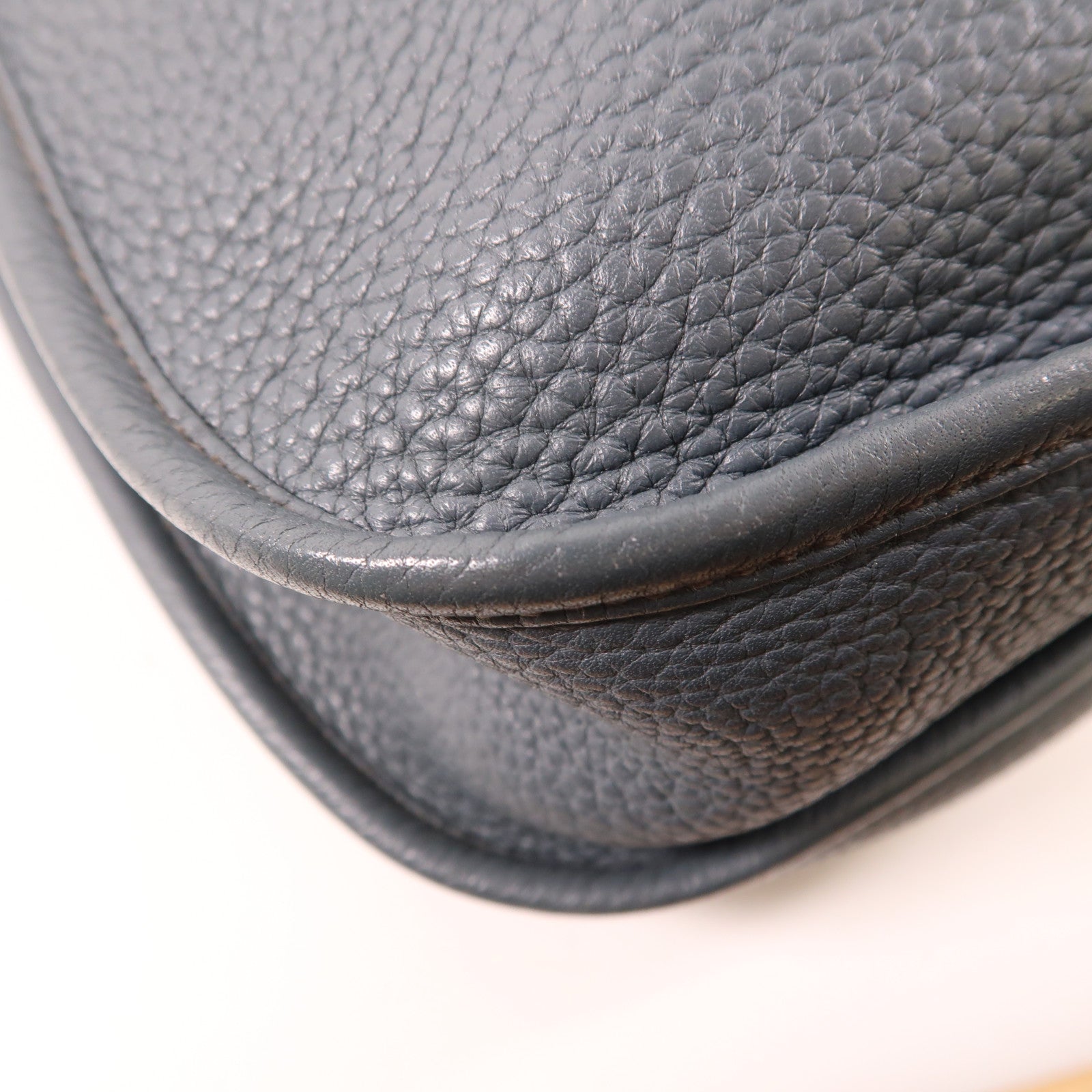 HERMES Clemence皮革銀扣肩背袋Colvert/灰藍色