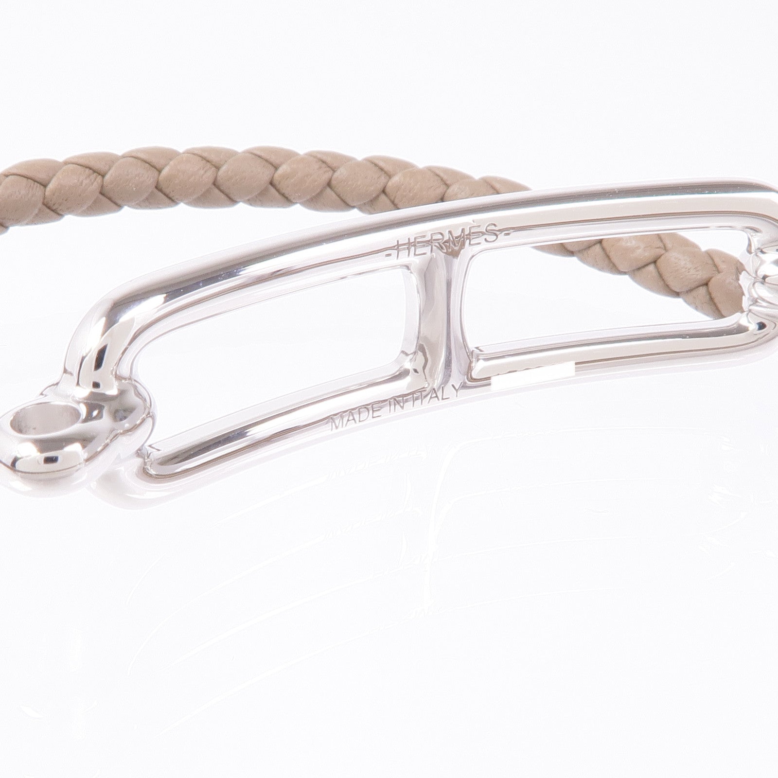 HERMES 皮革Roulis Double Tour銀扣手帶