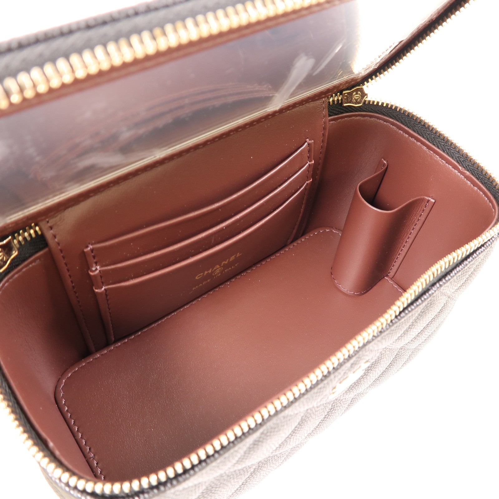 CHANEL 牛皮皮革Vanity Case金扣鏈帶肩背袋黑色
