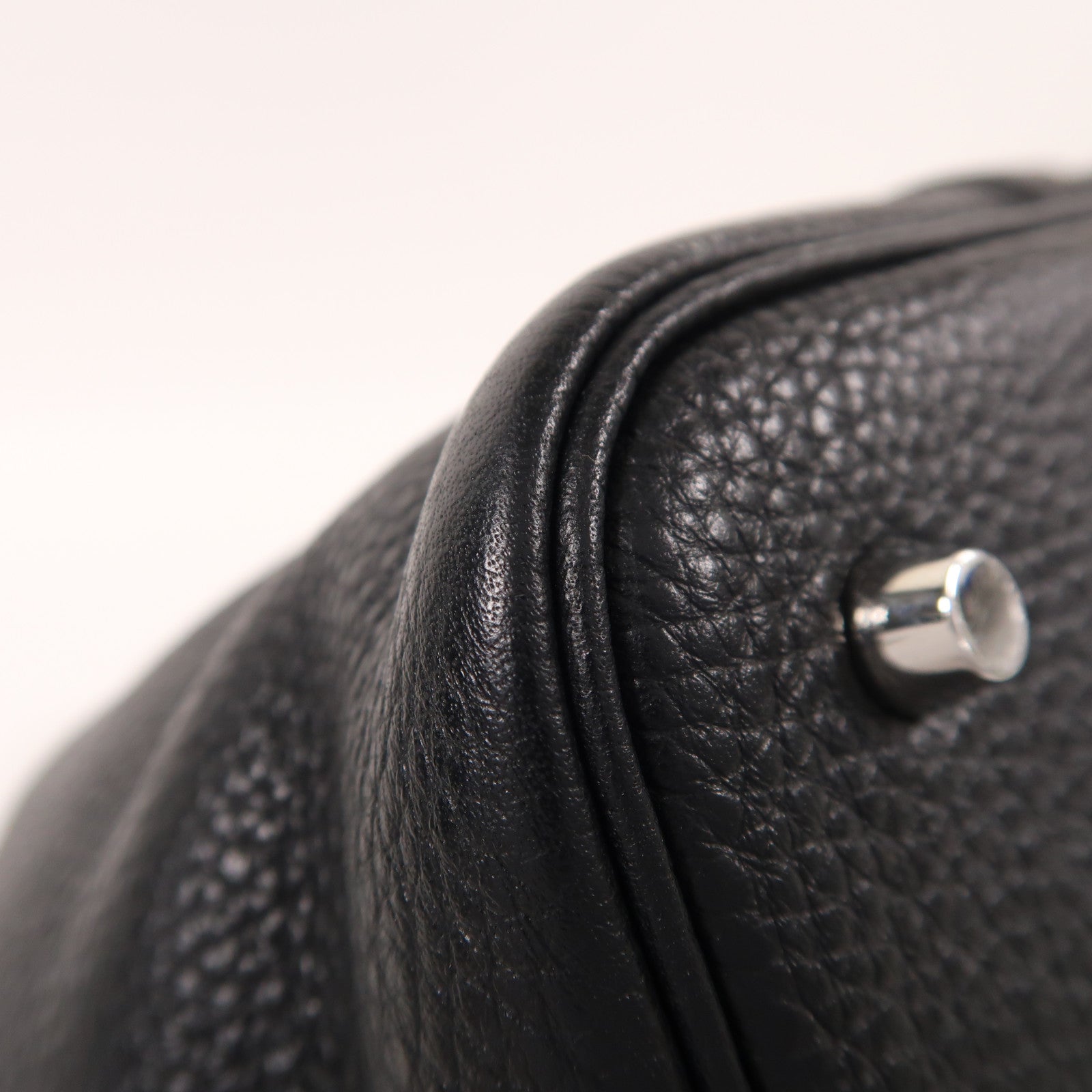 HERMES Clemence皮革Picotin MM銀扣手挽袋Noir