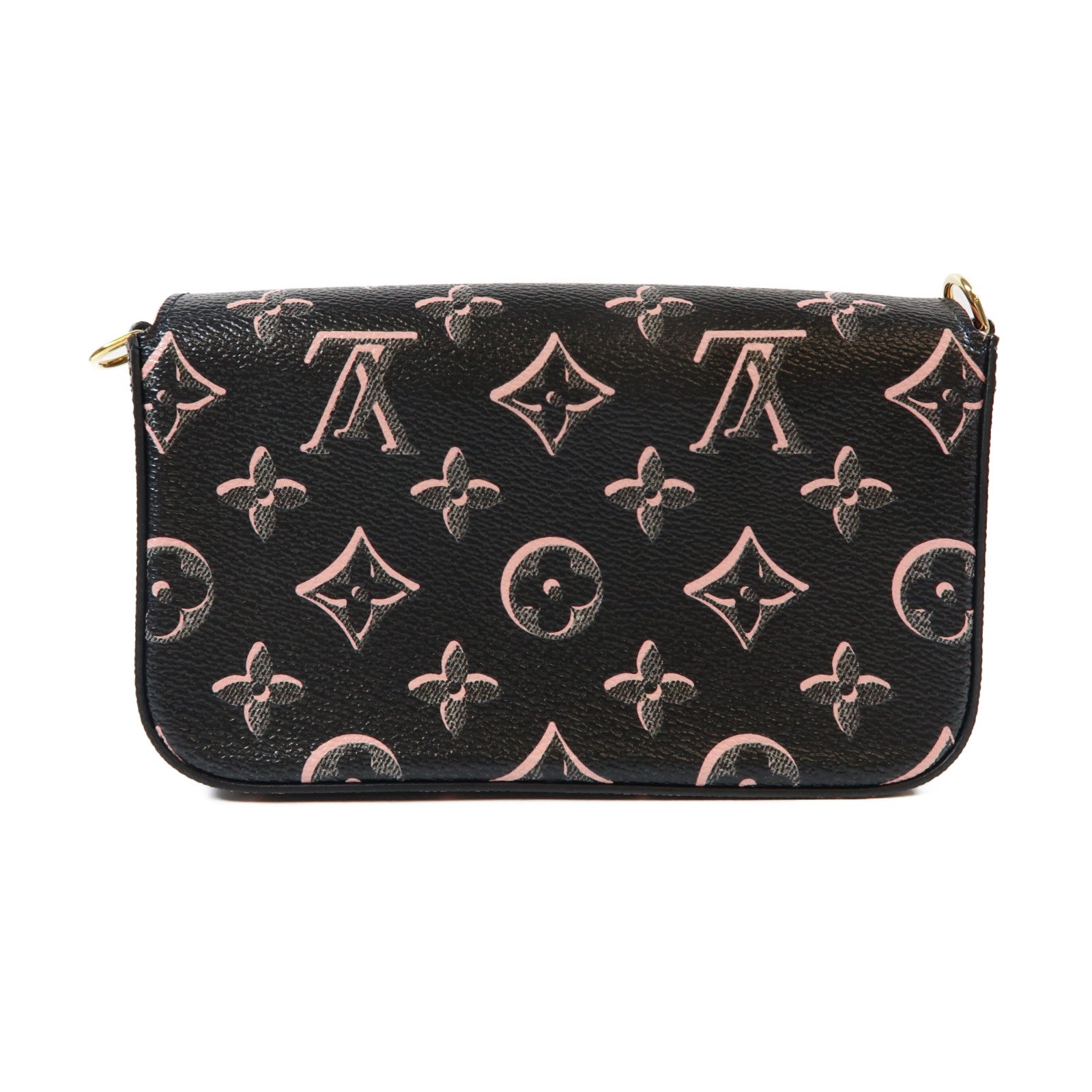 LOUIS VUITTON 【激減優惠】Monogram Felicie Strap & Go金扣肩背袋黑色/粉紅色