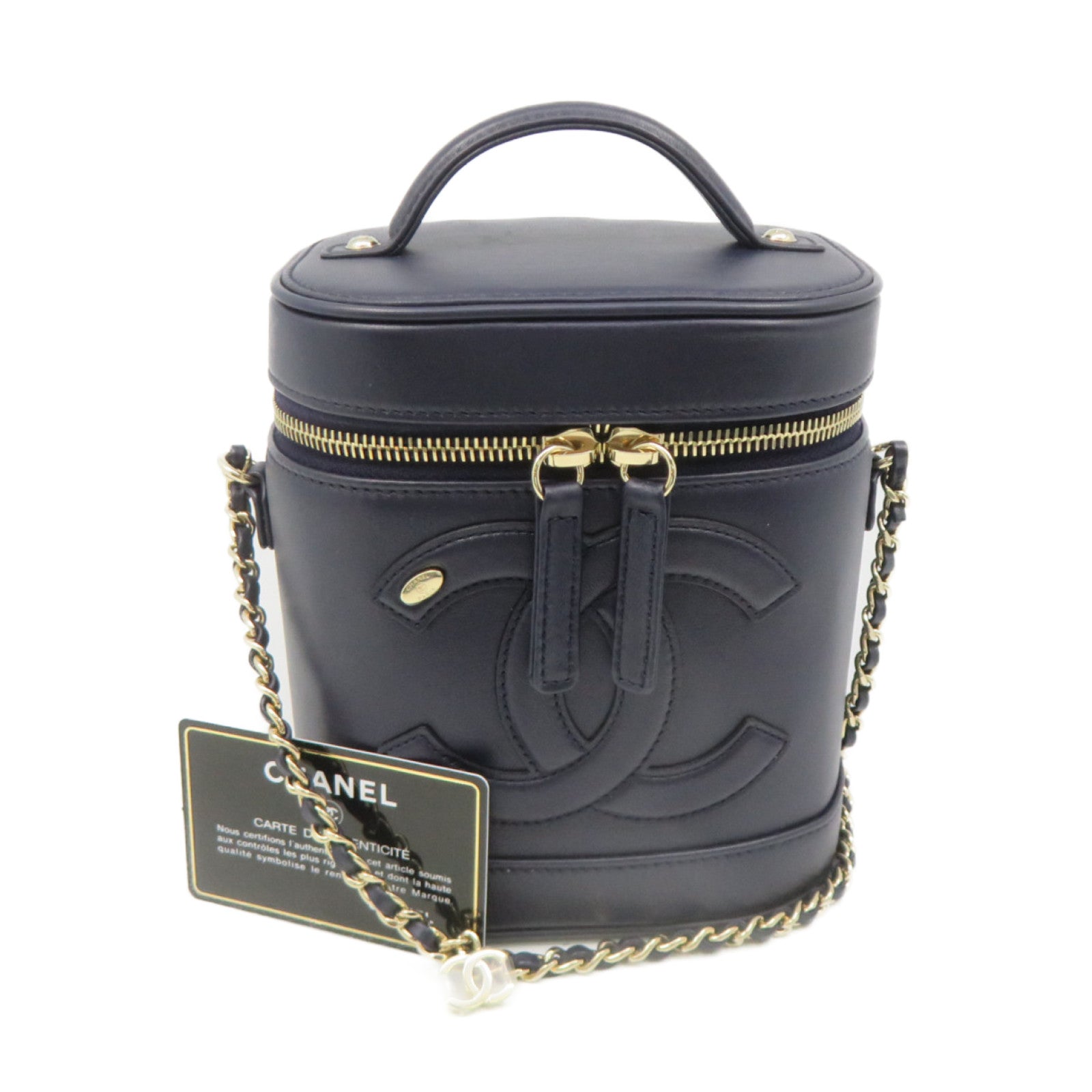 CHANEL 牛皮皮革Chain Shoulder Bag金扣链带肩背袋蓝色