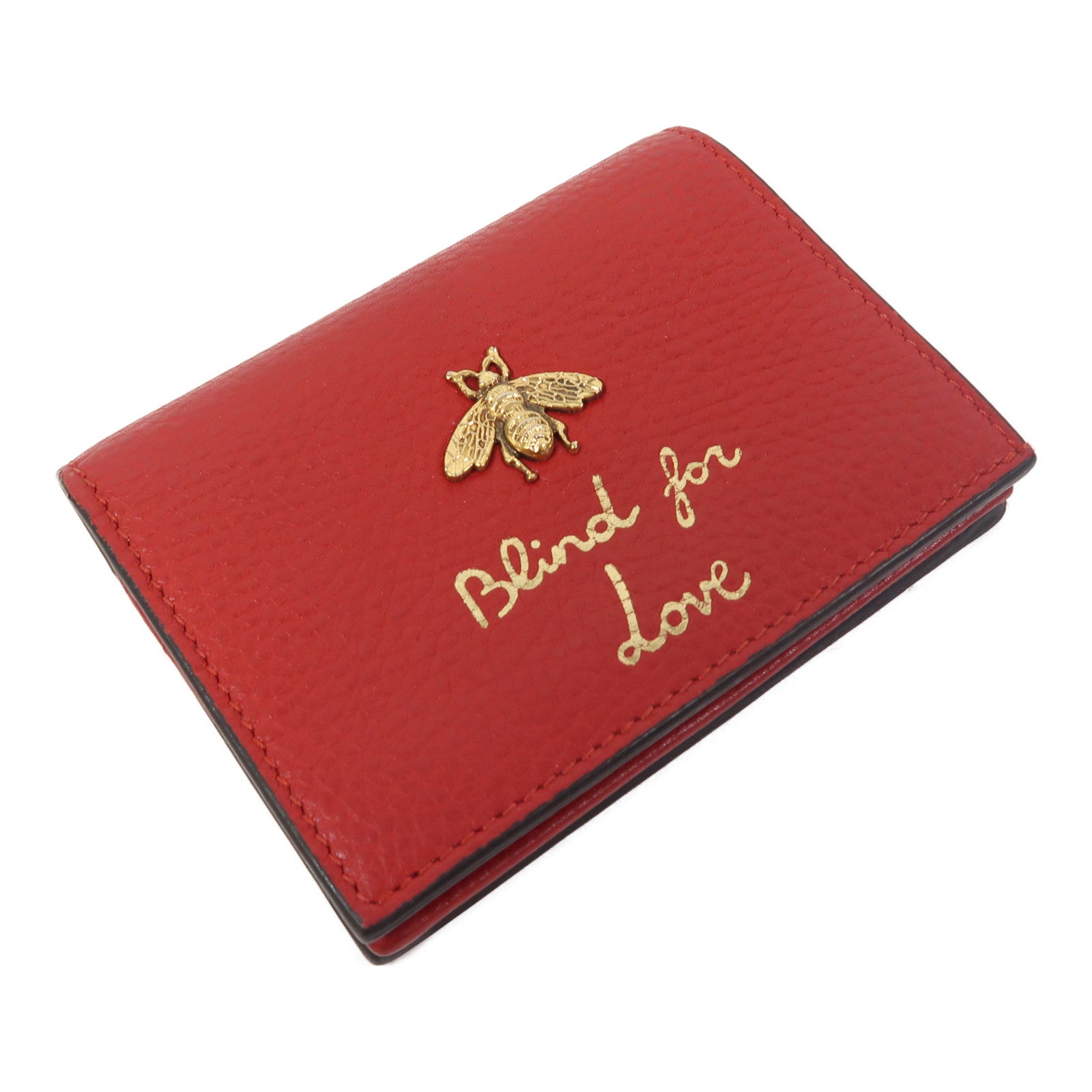GUCCI 【激減優惠】牛皮皮革Wallet金扣錢包紅色