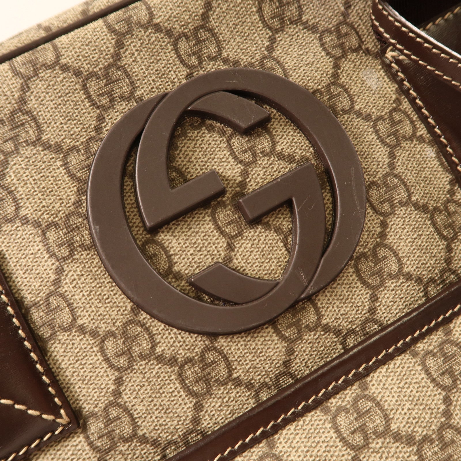 GUCCI 塗層帆布2 Way Shoulder手挽肩背兩用袋啡色