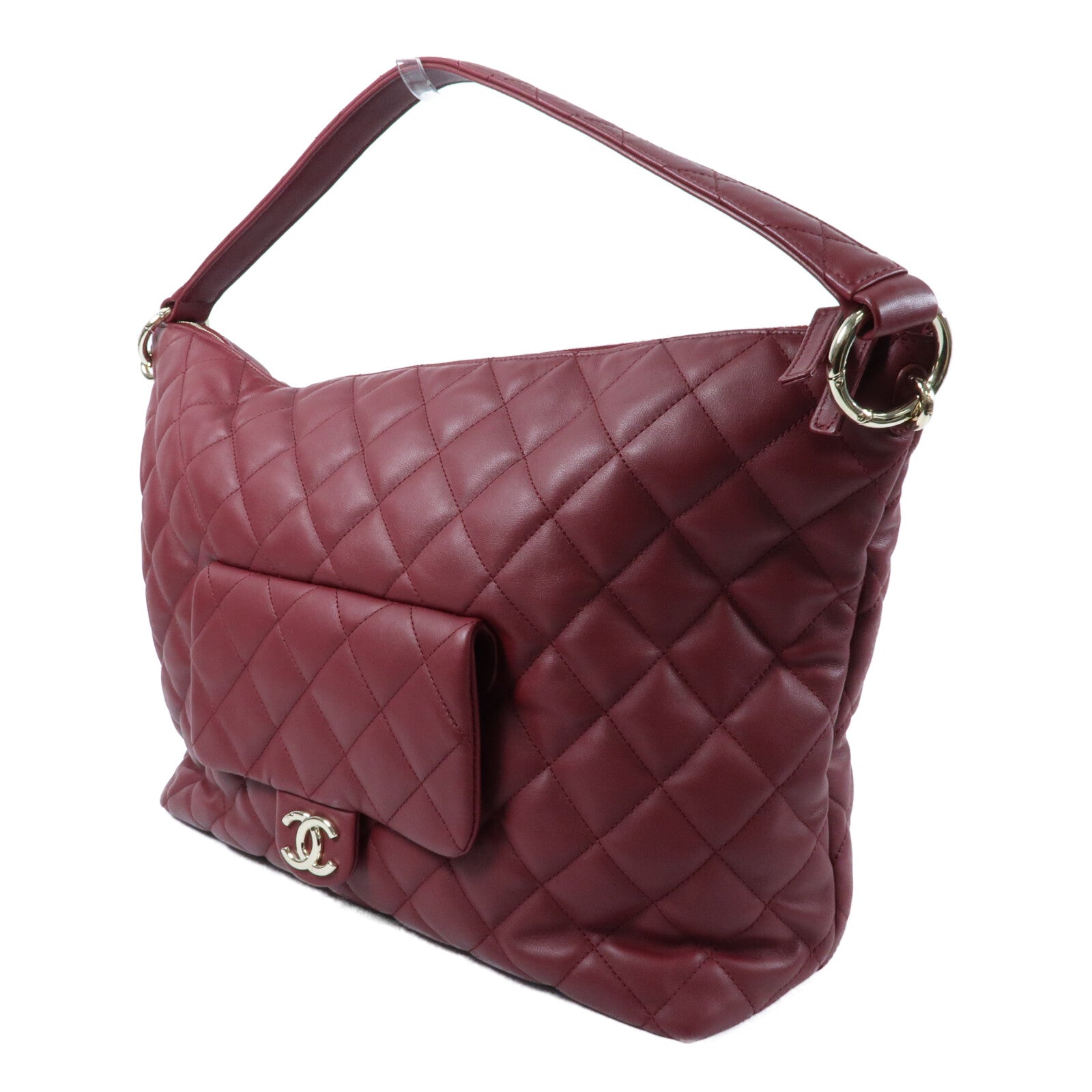 CHANEL 牛皮皮革Maxi Hobo金扣肩背袋