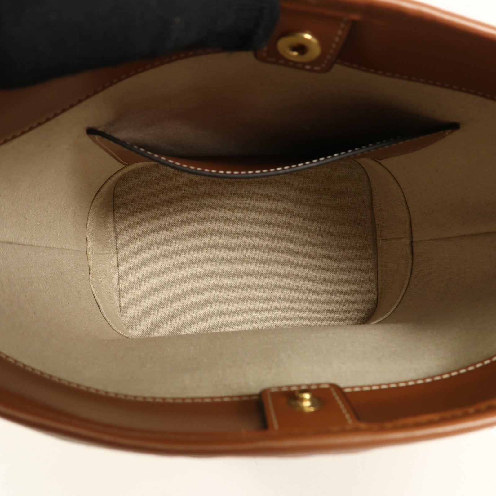 CELINE Raffia Bucket Cuir Triomphe金扣肩背袋