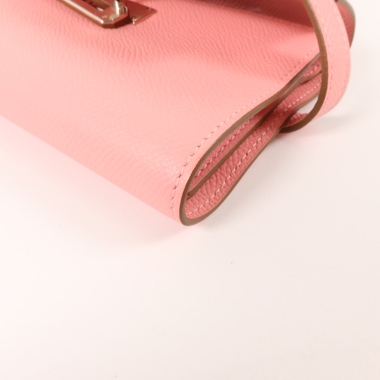 HERMES Epsom皮革Kelly Wallet M錢包Rose Confetti
