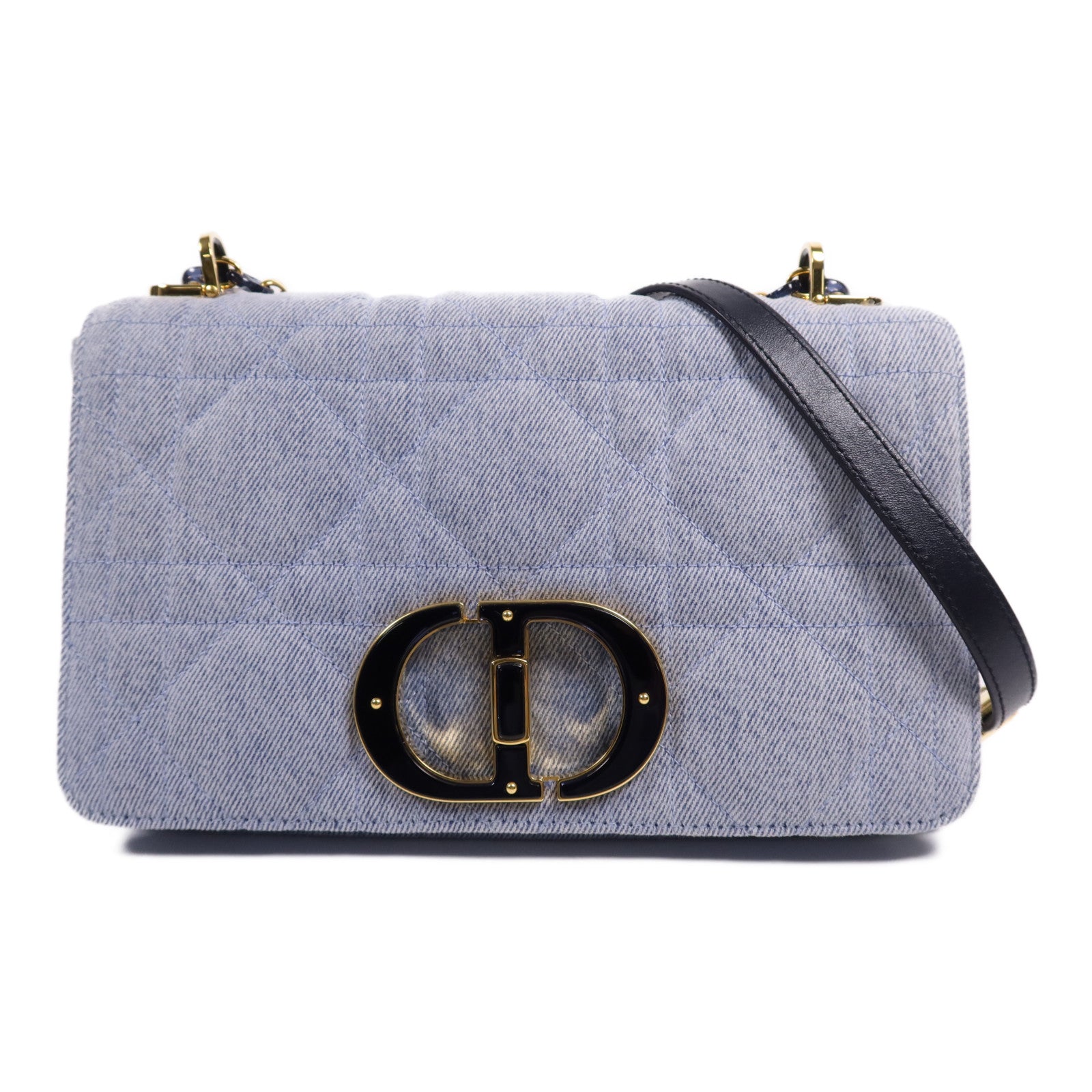 Dior 牛仔布Caro Bag Medium金扣肩背袋