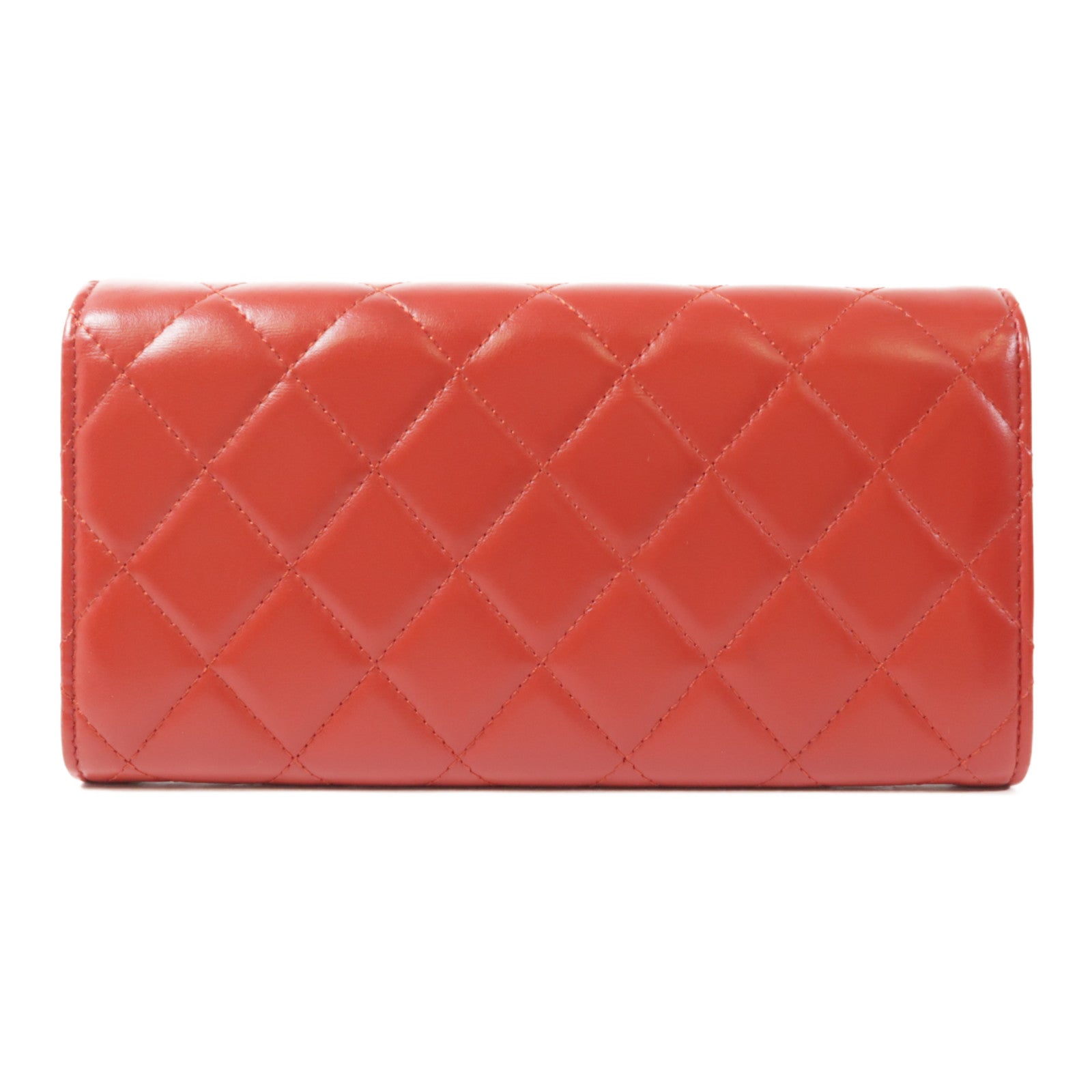 CHANEL 羊皮皮革Long Wallet銀扣長錢包