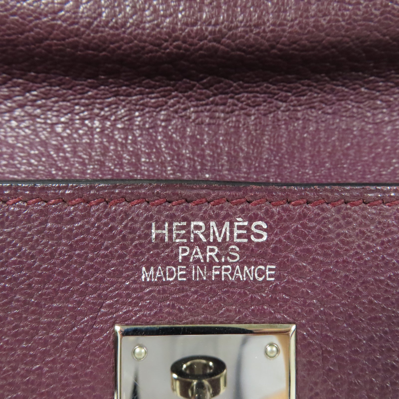 HERMES Togo皮革Kelly 35銀扣手挽肩背兩用袋Raisin