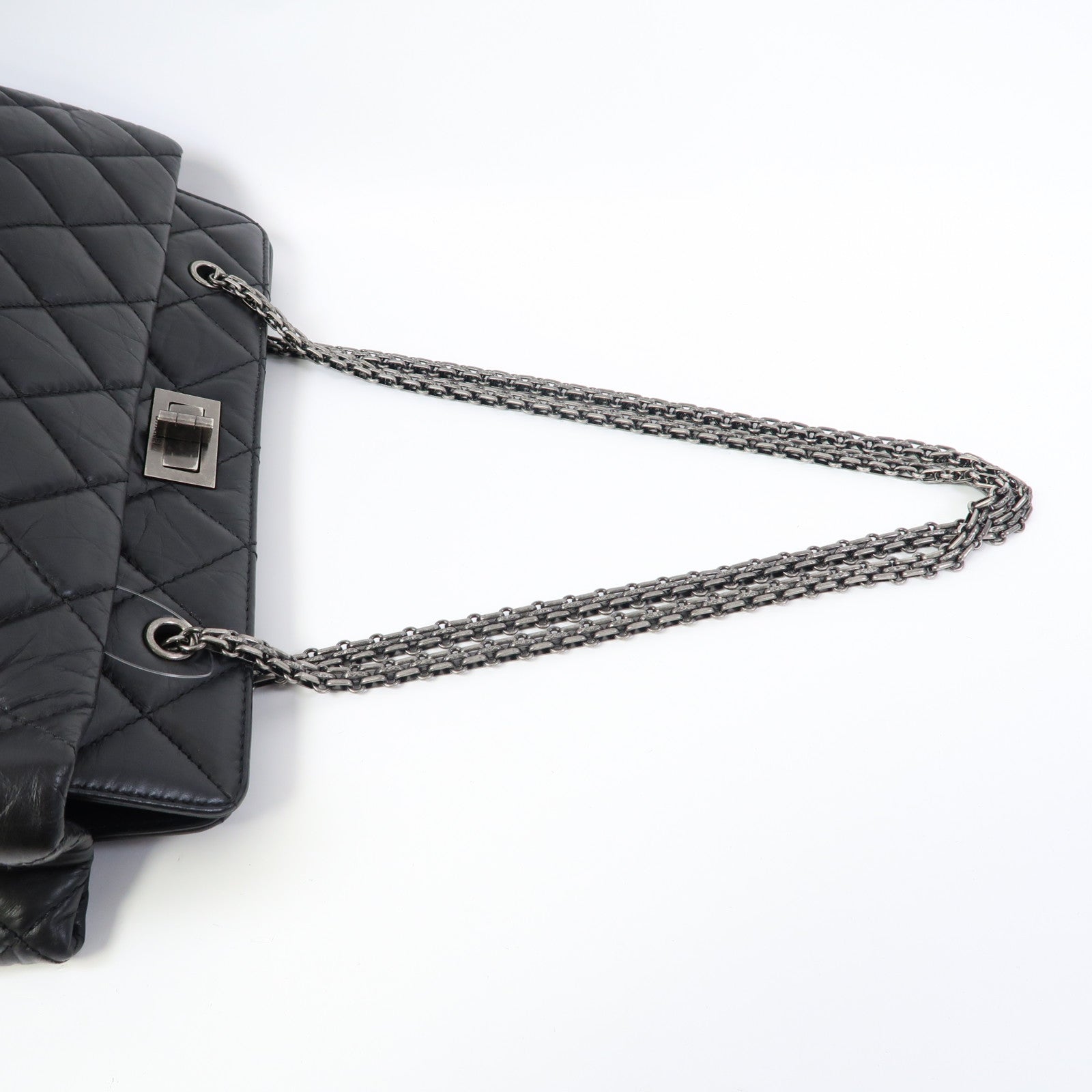 CHANEL 【激減優惠】菱格羊皮皮革Chain Shoulder銀扣鏈帶肩背袋黑色