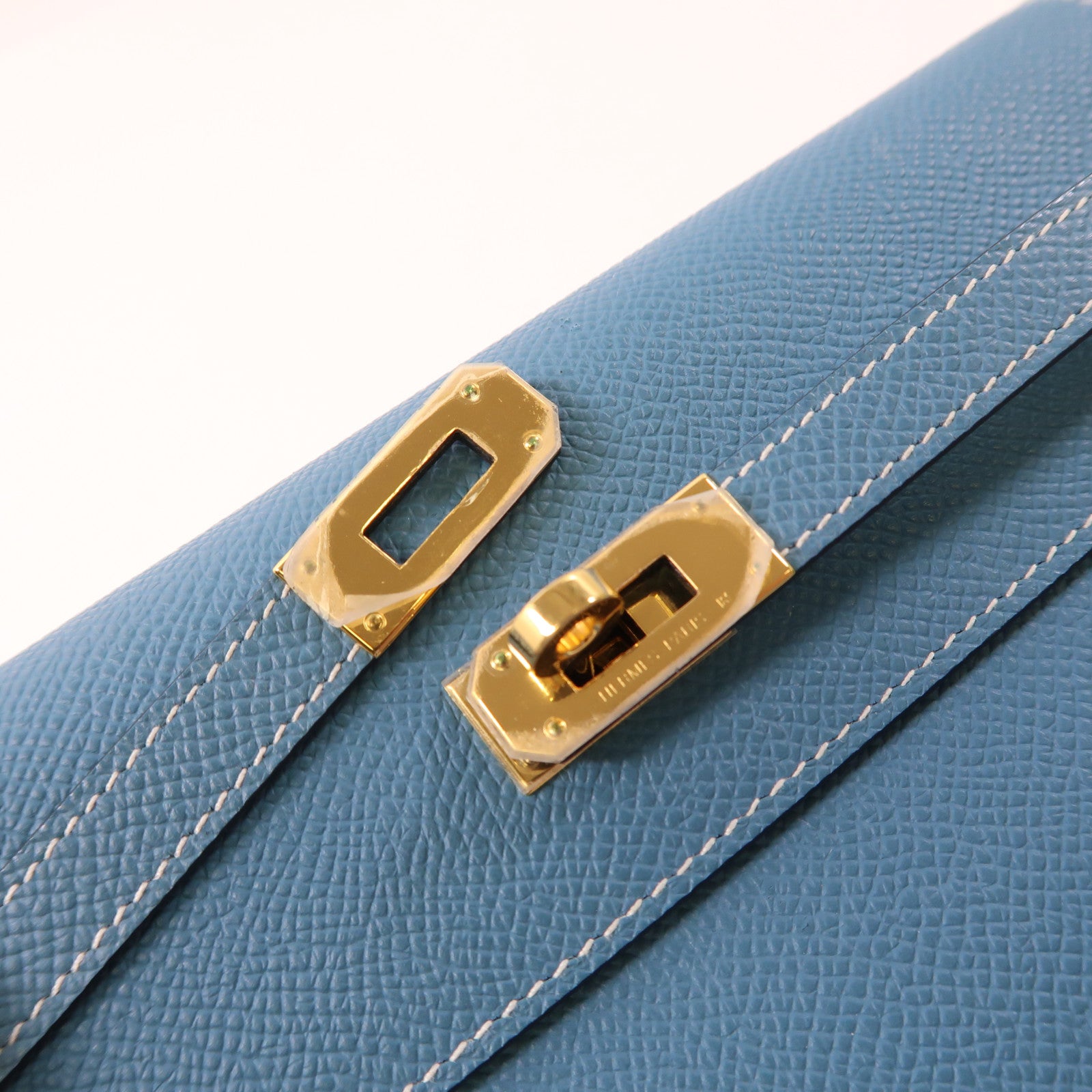 HERMES Epsom皮革Kelly To Go金扣肩背袋75 Bleu Jean/牛仔藍