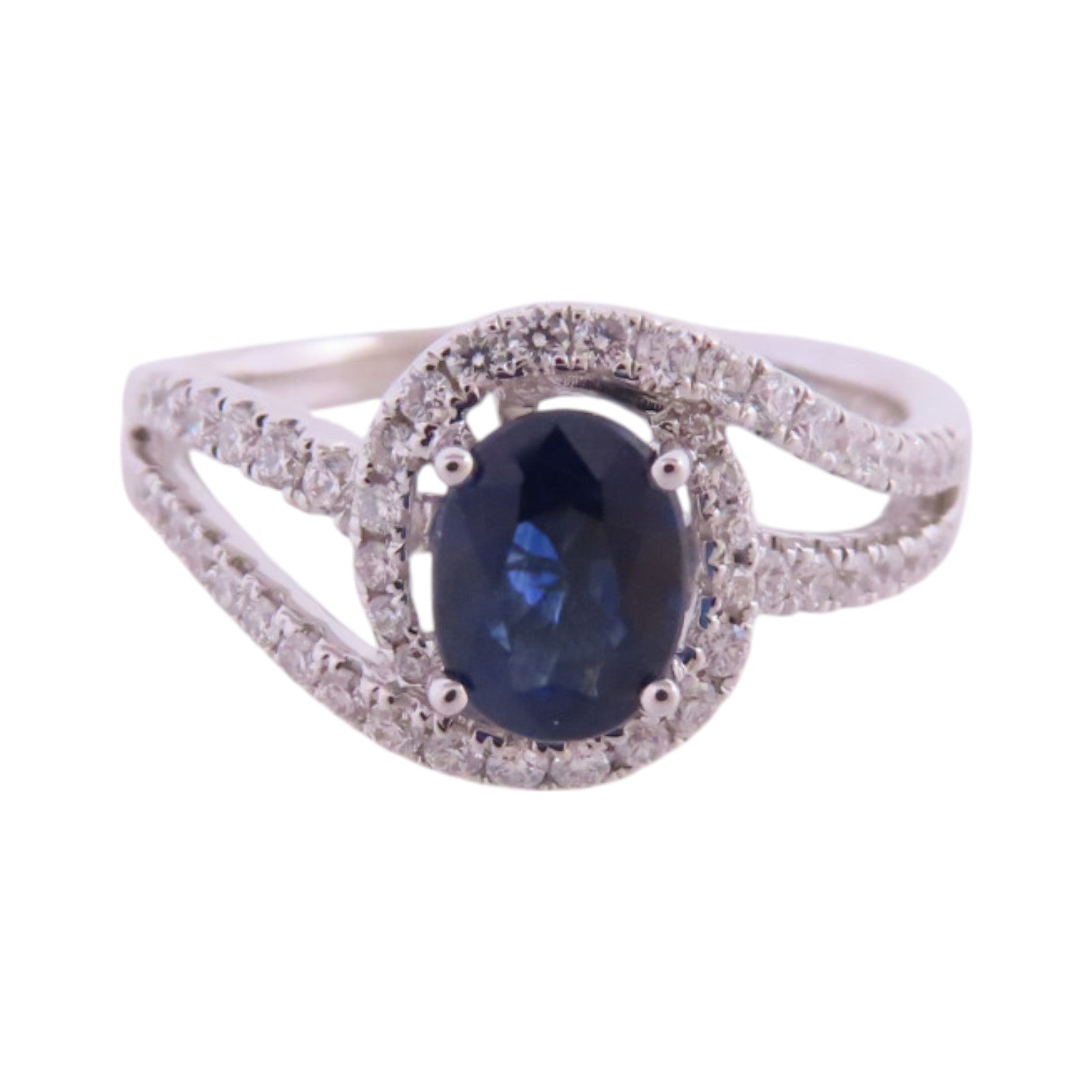 JEWELRY 18K白金/藍寶石/鑽石Sapphire Diamond Ring戒指US#7.5