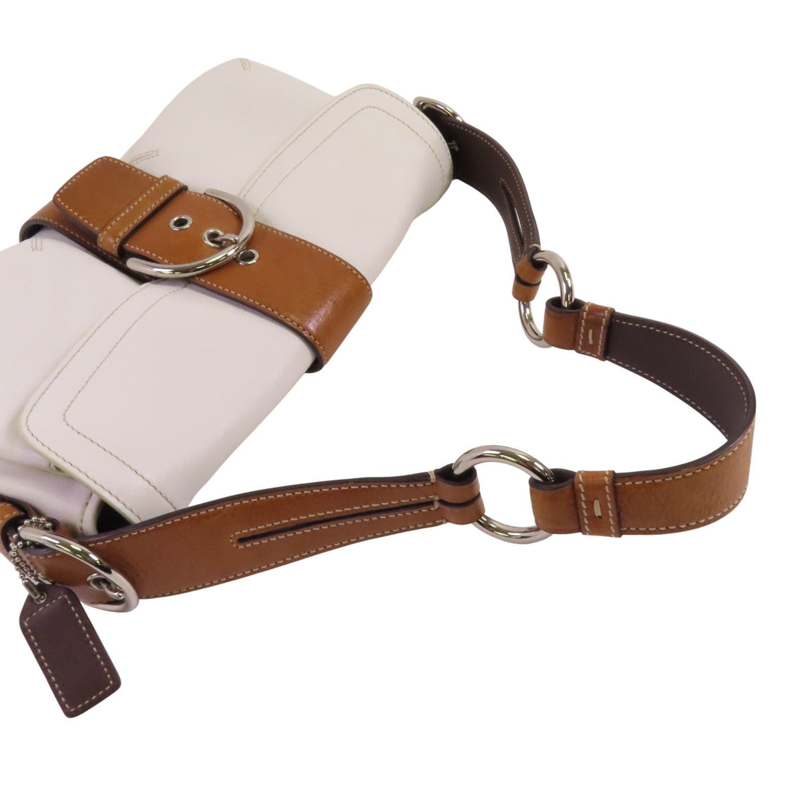 COACH 牛皮皮革Shoulder Bag銀扣肩背袋