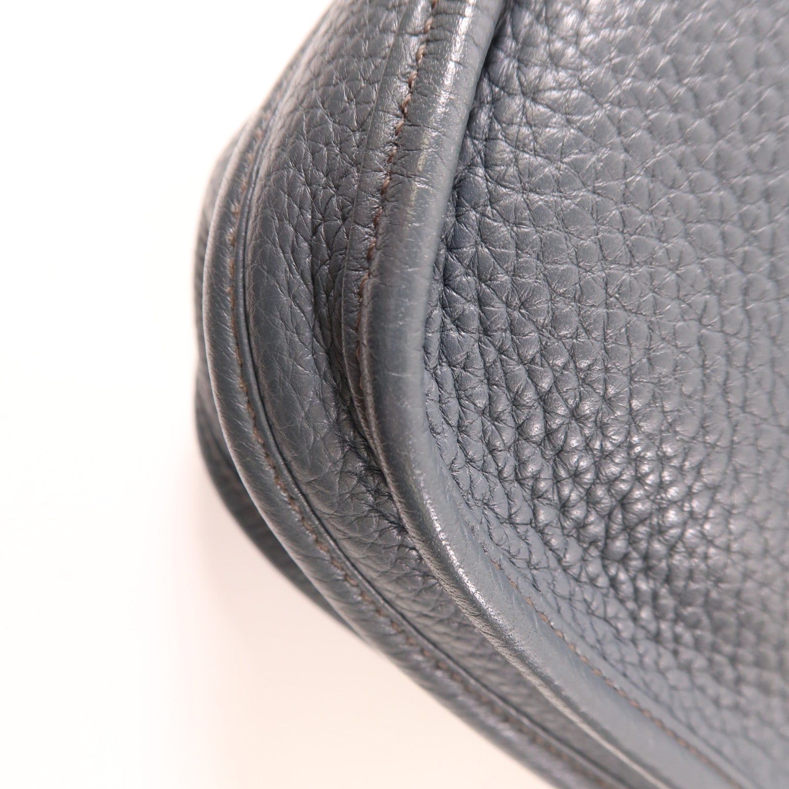 HERMES Clemence皮革銀扣肩背袋Colvert/灰藍色