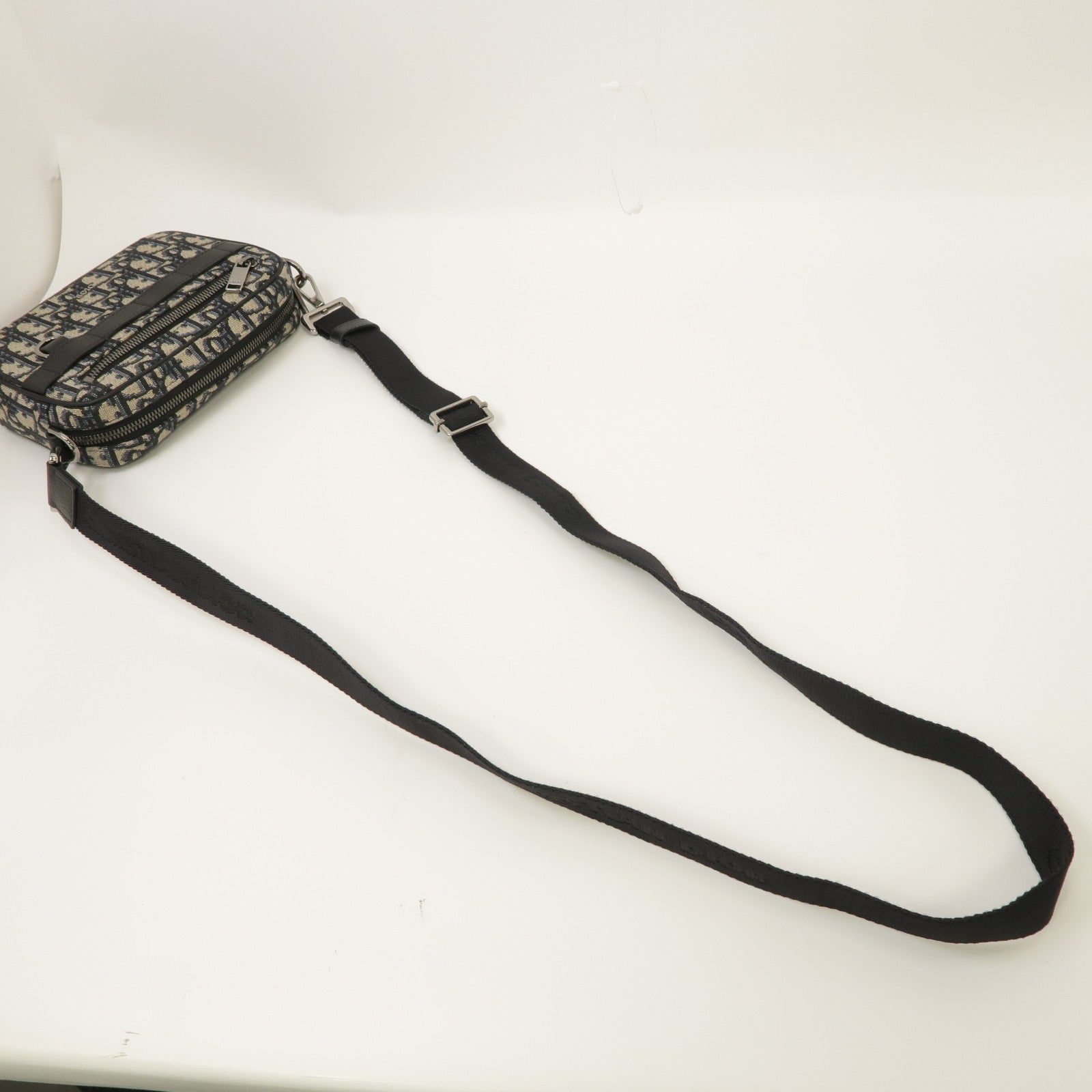 Dior 帆布Safari Mini Messenger銀扣肩背袋藍色