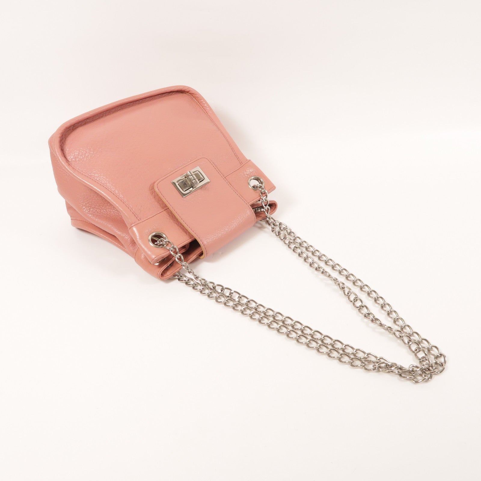 CHANEL CC SHW 2.55 Chain Shoulder Bag Calfskin Leather Pink