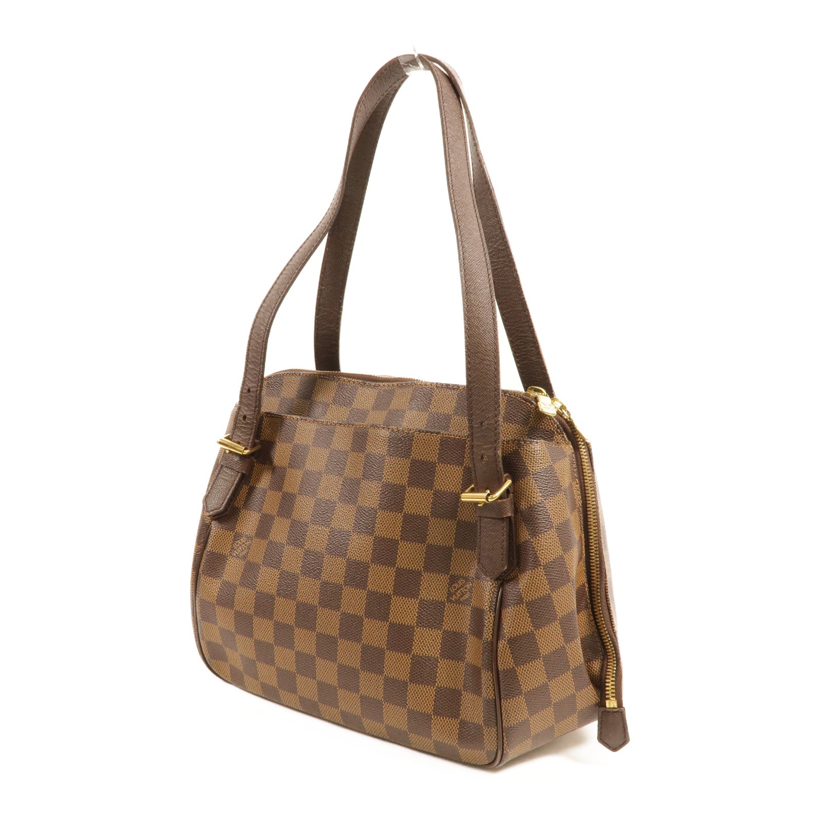 LOUIS VUITTON Damier Belem MM金扣肩背袋棕色