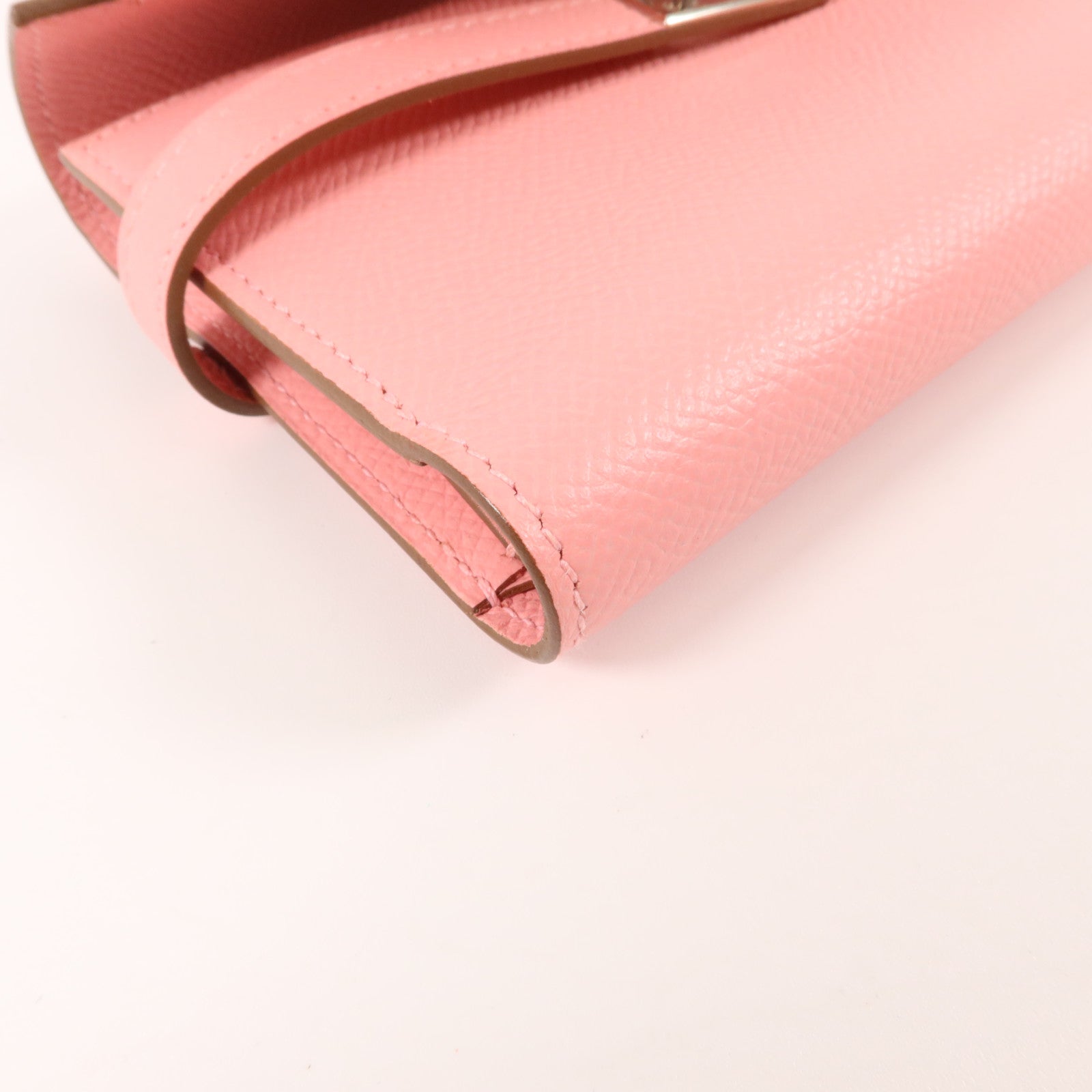 HERMES Epsom皮革Kelly Wallet M錢包Rose Confetti