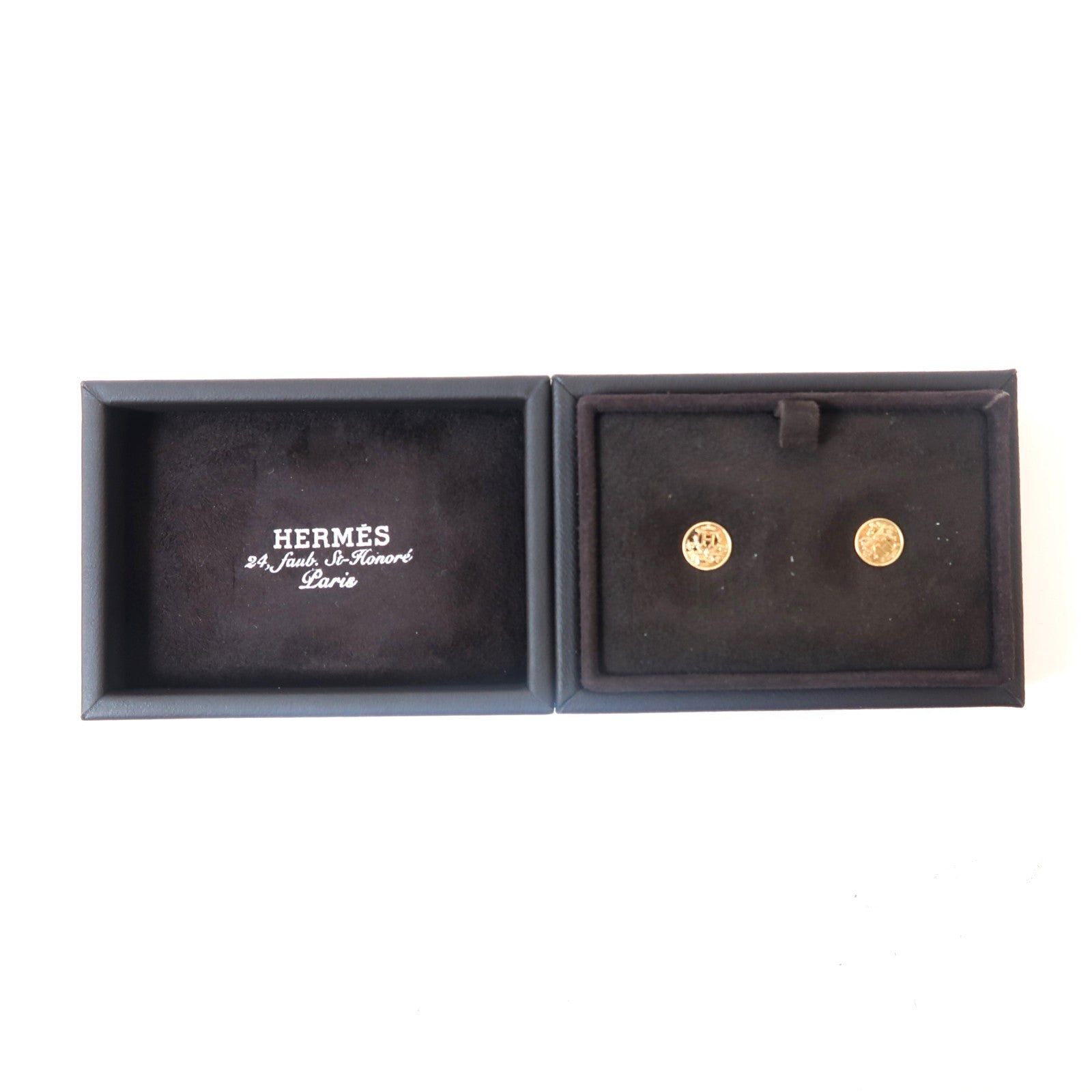 HERMES 18K玫瑰金Ex-Libris Earrings耳環金色