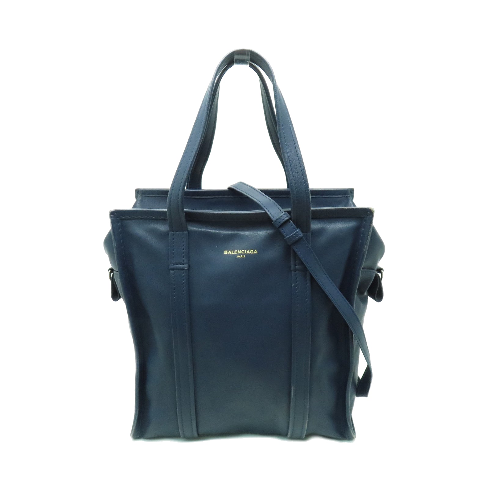 BALENCIAGA 【激減優惠】牛皮皮革2way Shoulder Bag銀扣手挽肩背兩用袋藍色