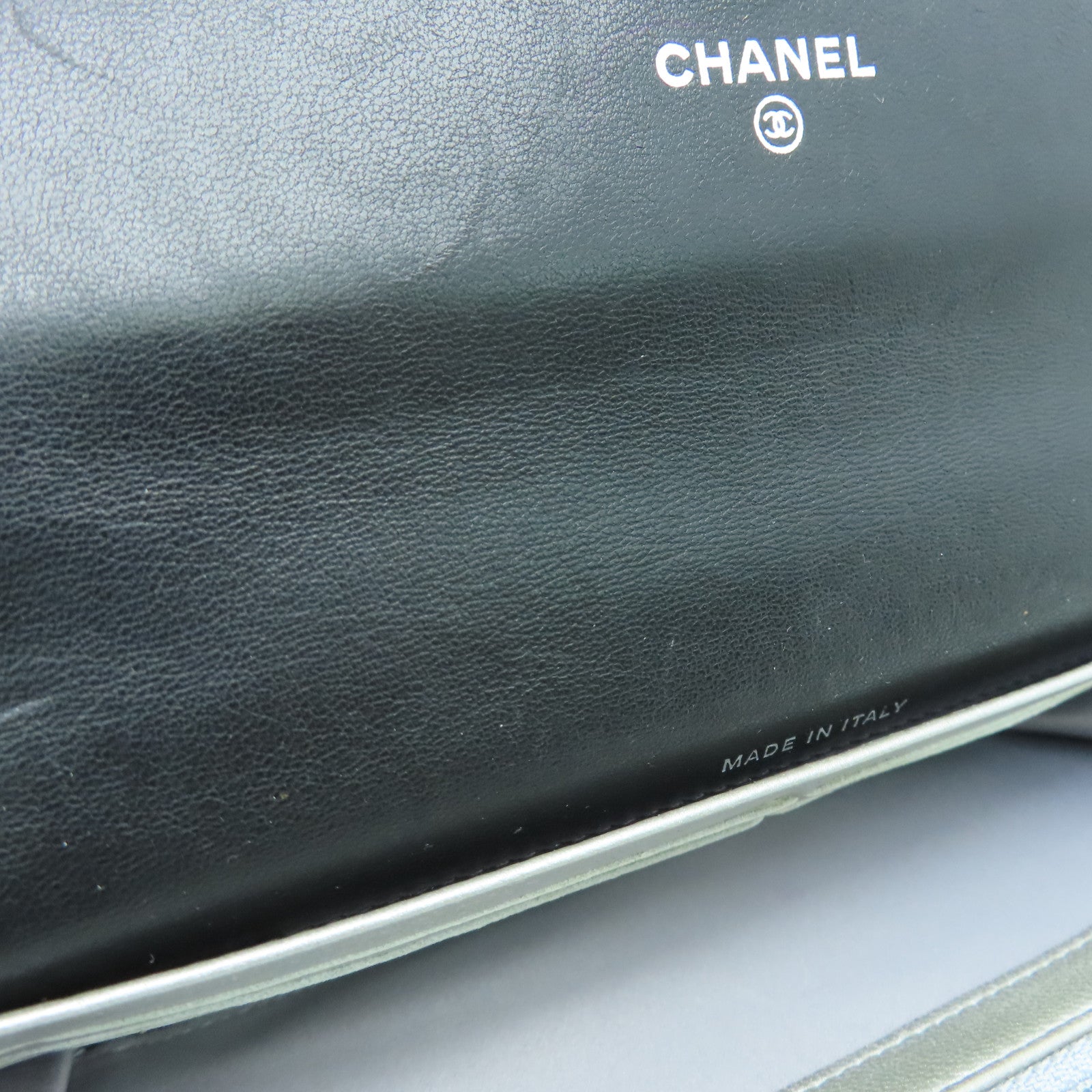 CHANEL 羊皮皮革Long Wallet银扣长钱包黑色