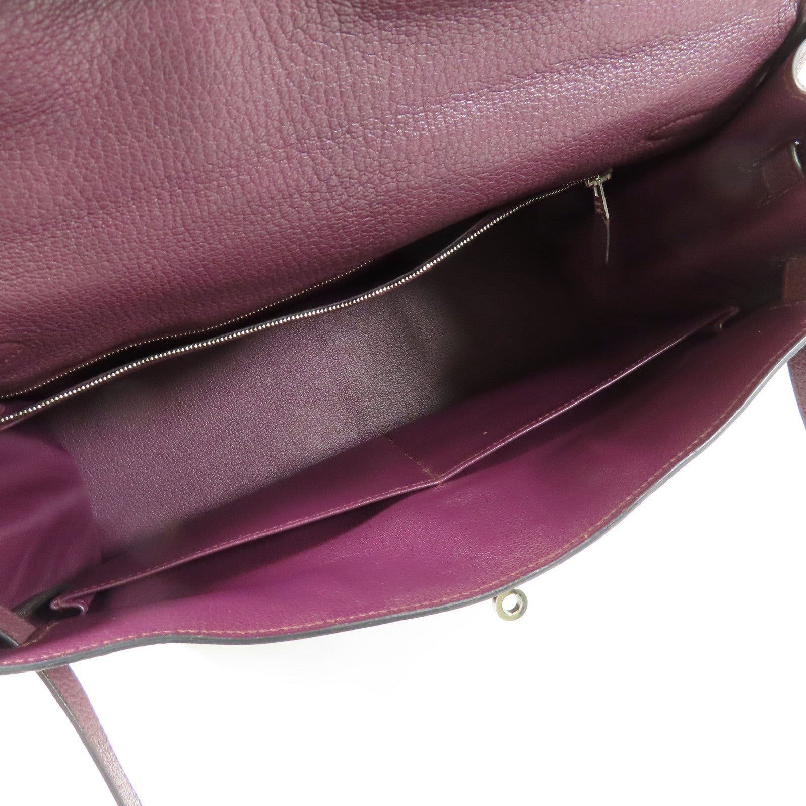 HERMES Togo皮革Kelly 35銀扣手挽肩背兩用袋Raisin