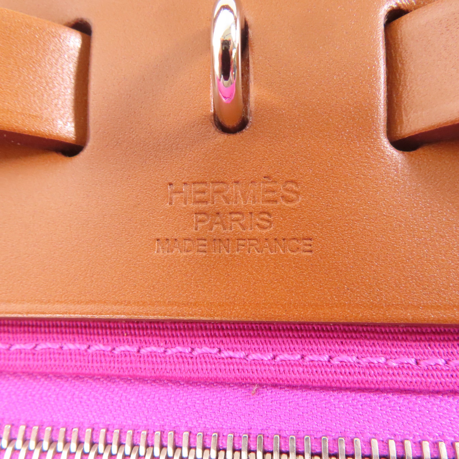 HERMES 帆布/皮革Herbag PM銀扣手挽肩背兩用袋Fauve/啡色
