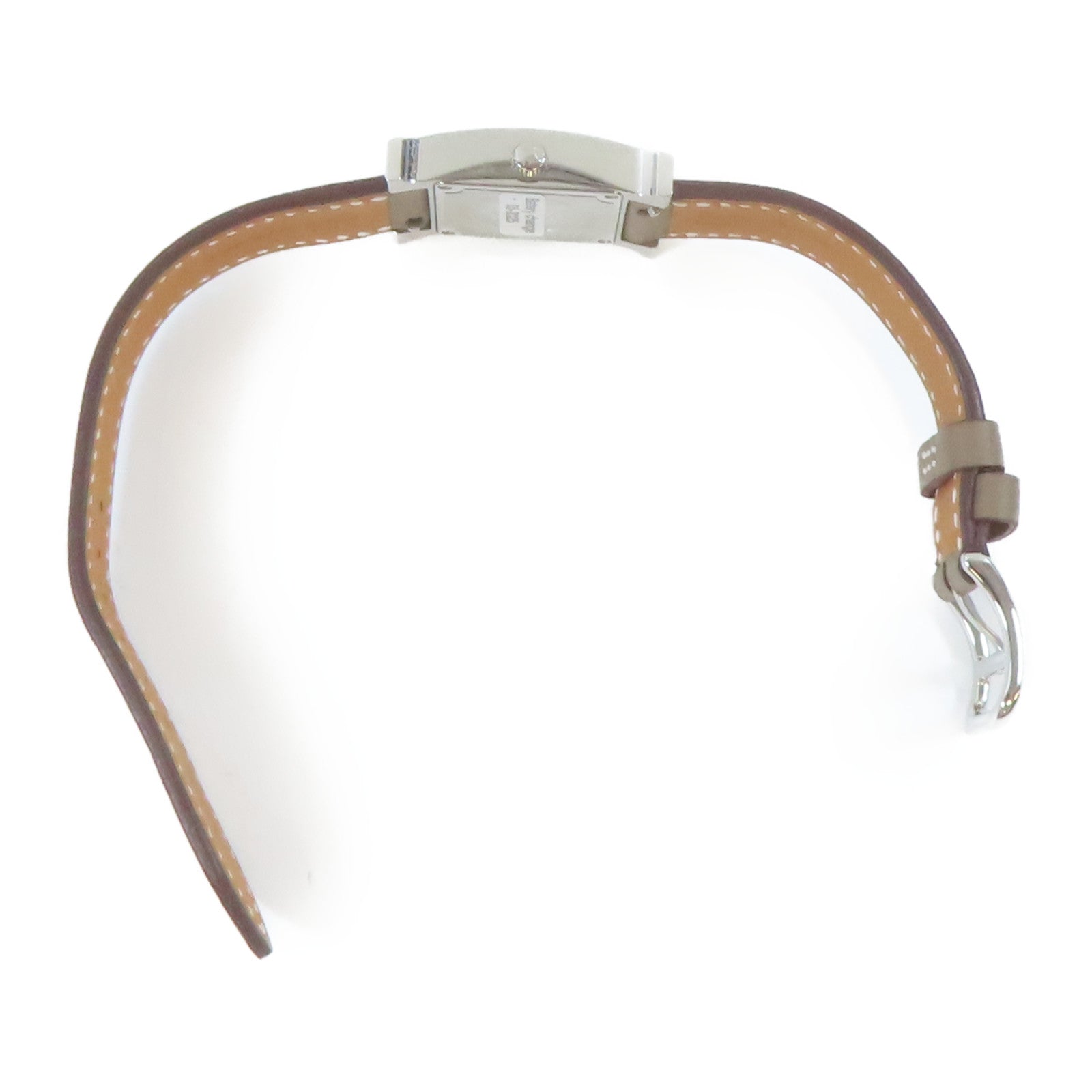 HERMES H Watch不鏽鋼/皮革手錶石英機芯白色#16cm