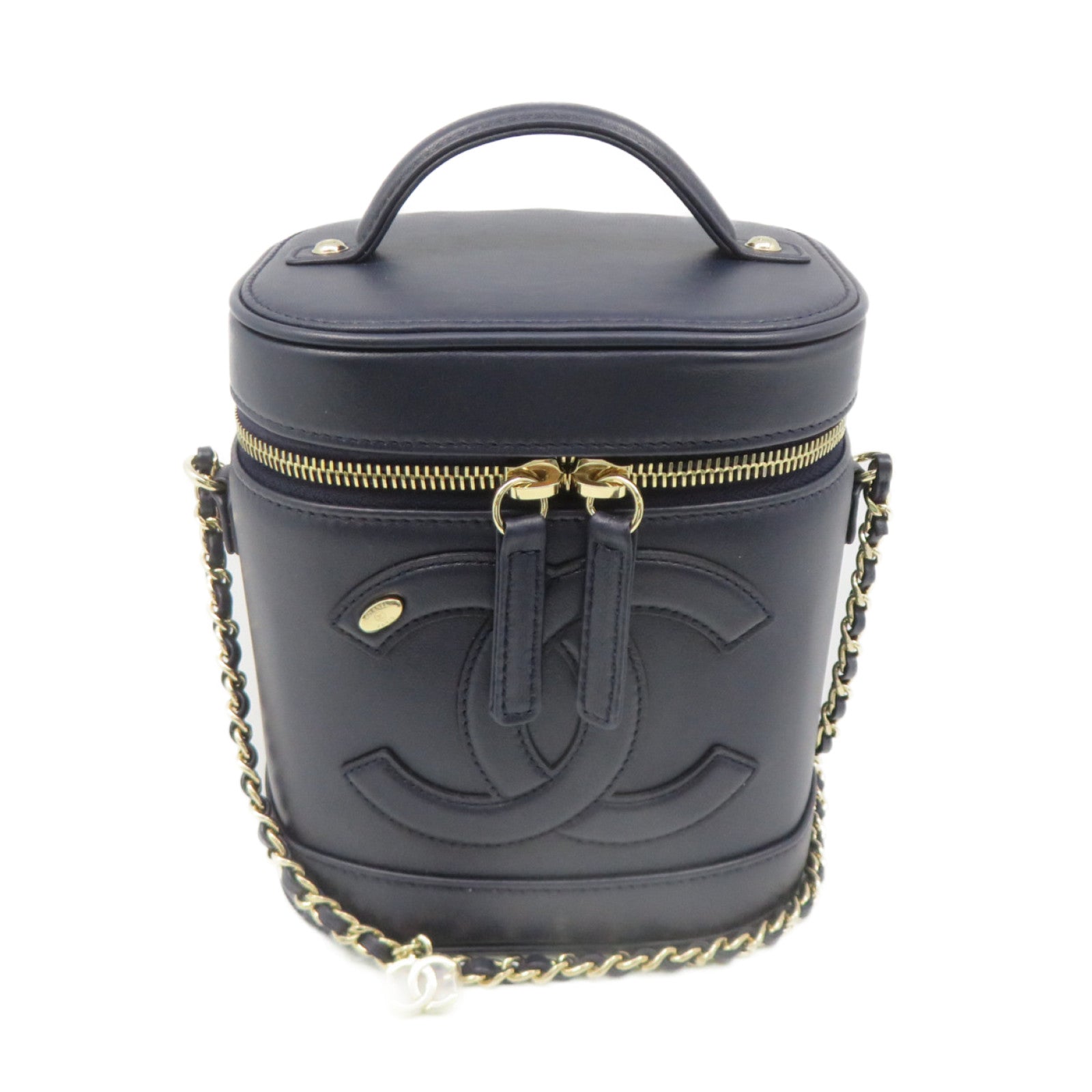 CHANEL 牛皮皮革Chain Shoulder Bag金扣链带肩背袋蓝色