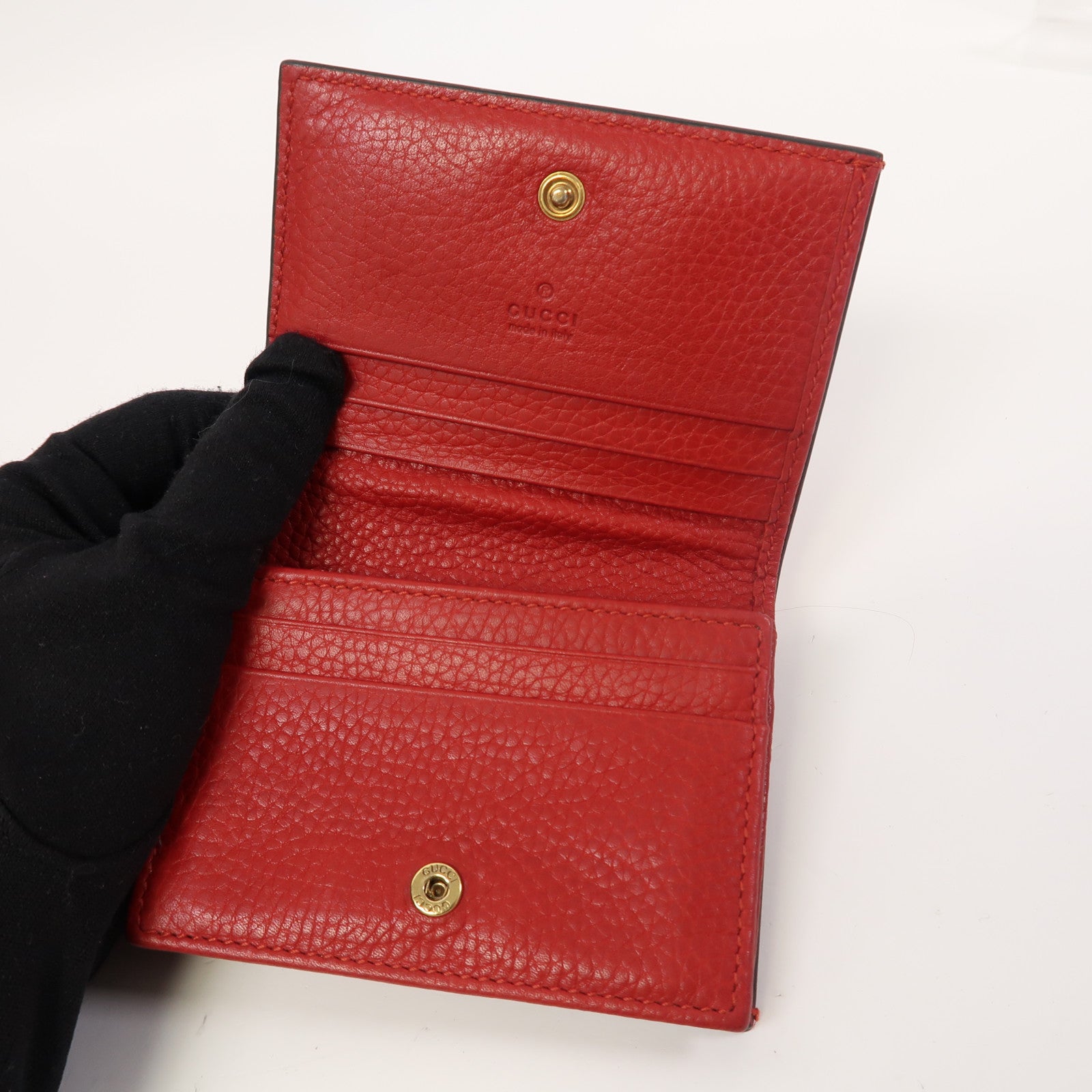 GUCCI 【激減優惠】牛皮皮革Wallet金扣錢包紅色