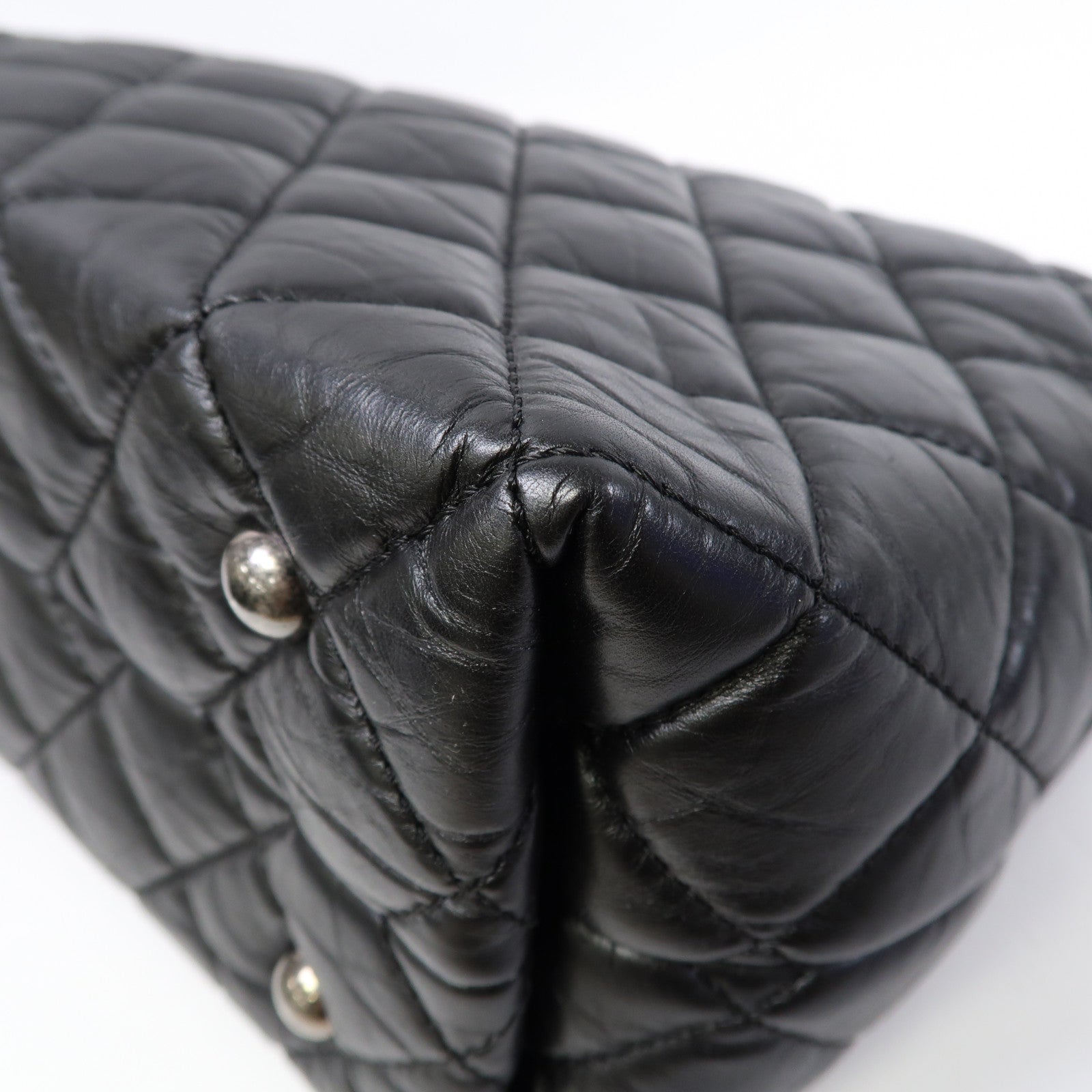 CHANEL 【激減優惠】菱格羊皮皮革Chain Shoulder銀扣鏈帶肩背袋黑色