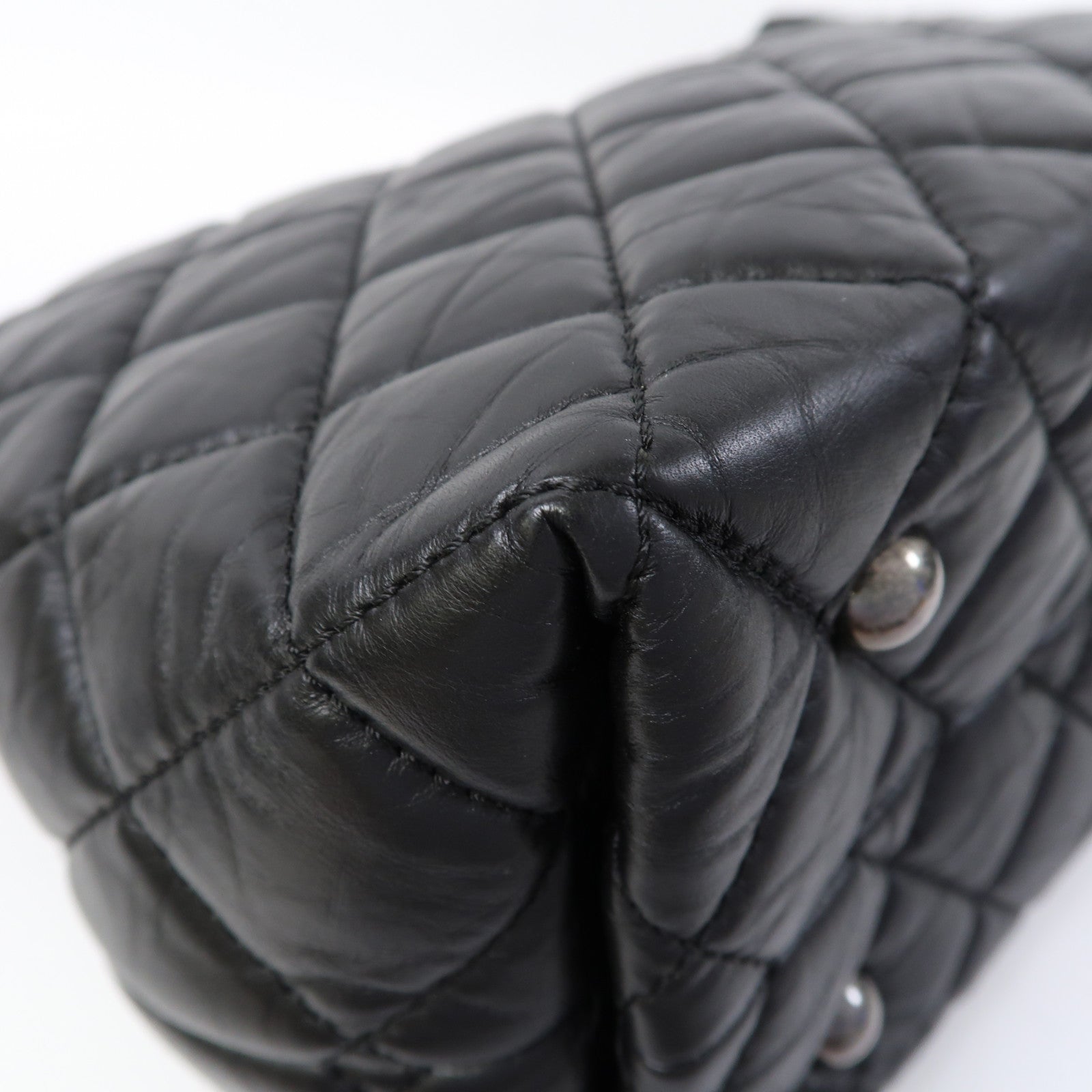 CHANEL 【激減優惠】菱格羊皮皮革Chain Shoulder銀扣鏈帶肩背袋黑色