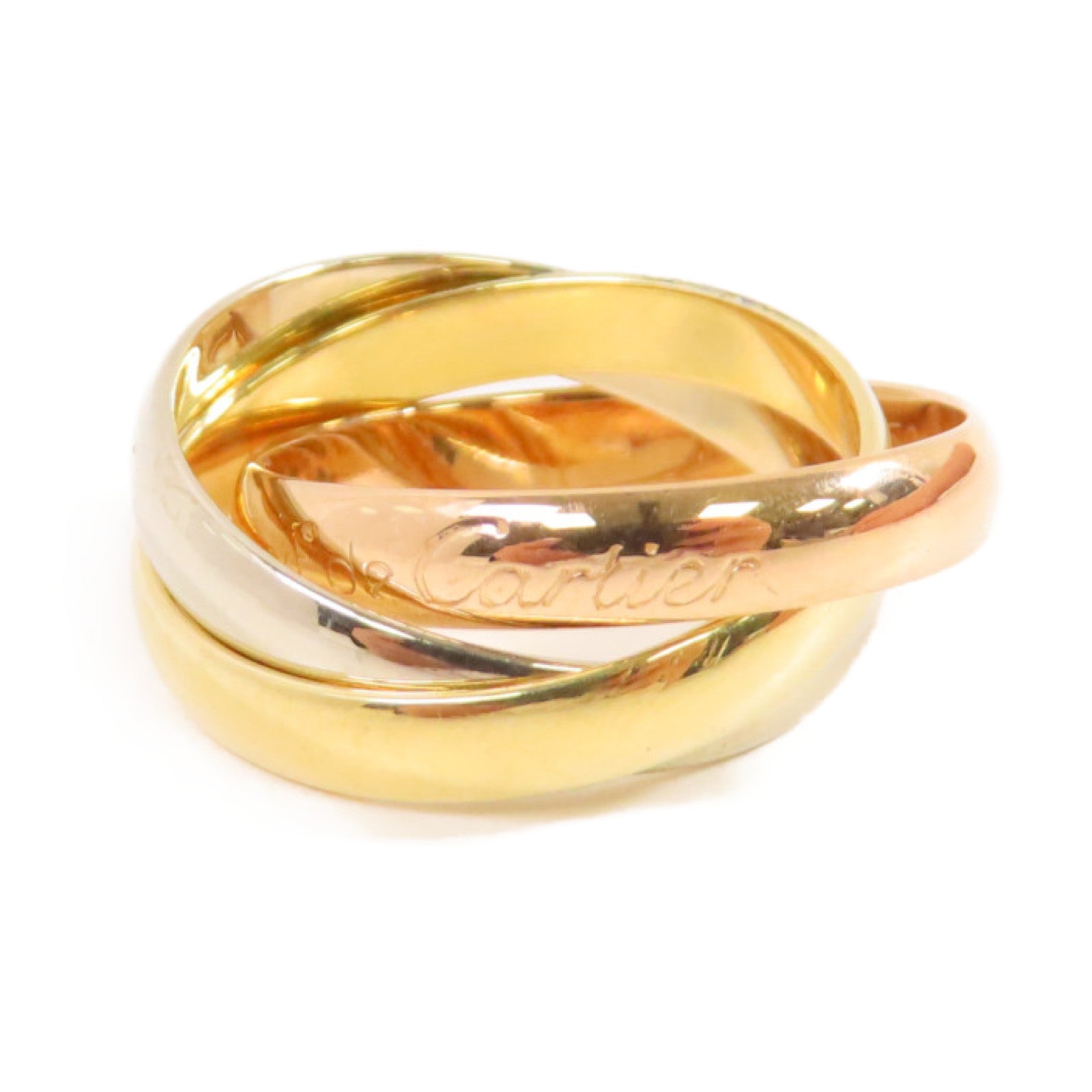 CARTIER 18K黃金/白金/玫瑰金Trinity Ring戒指US#6.25/Cartier#53