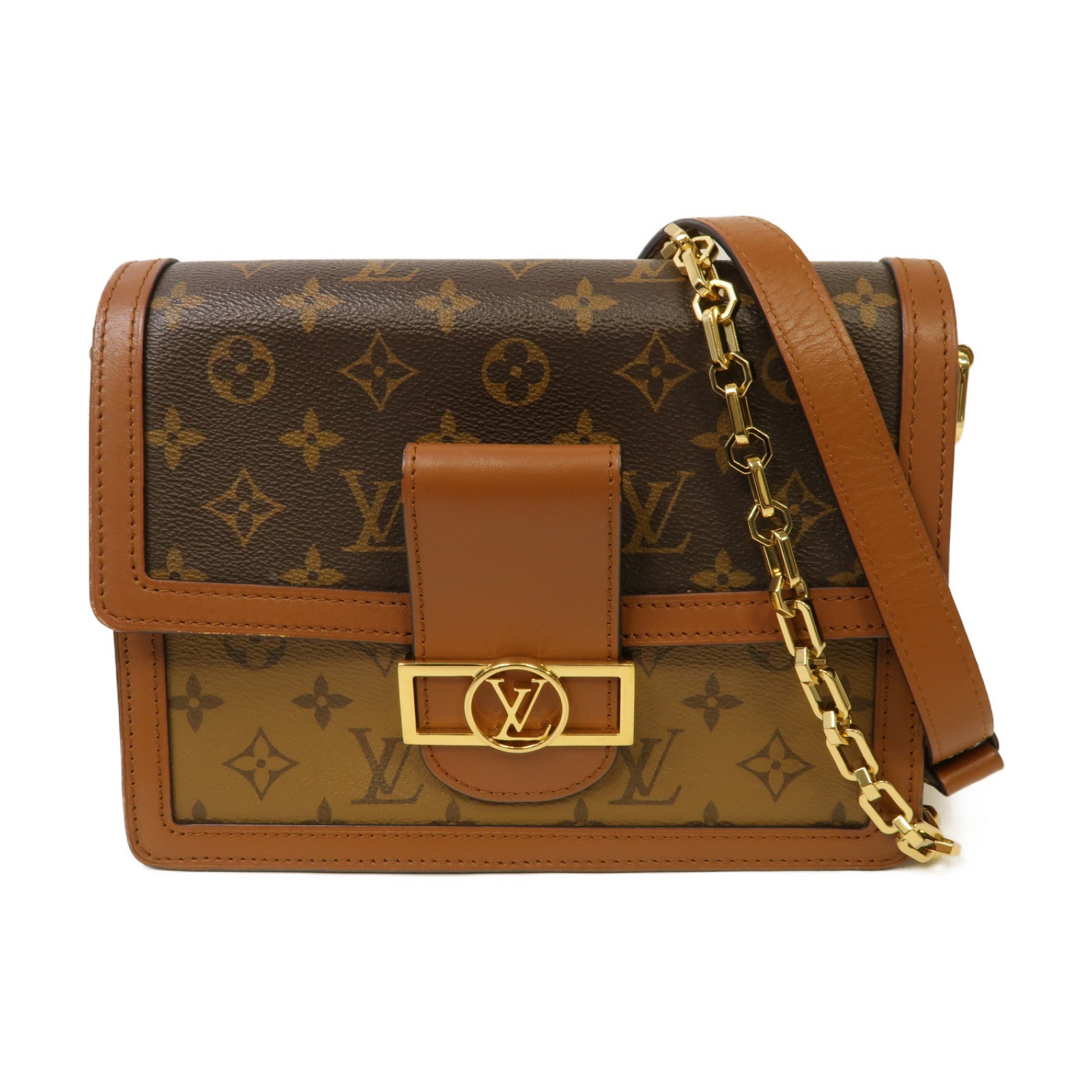 LOUIS VUITTON 【激減優惠】Monogram Reverse Dauphine金扣肩背袋啡色