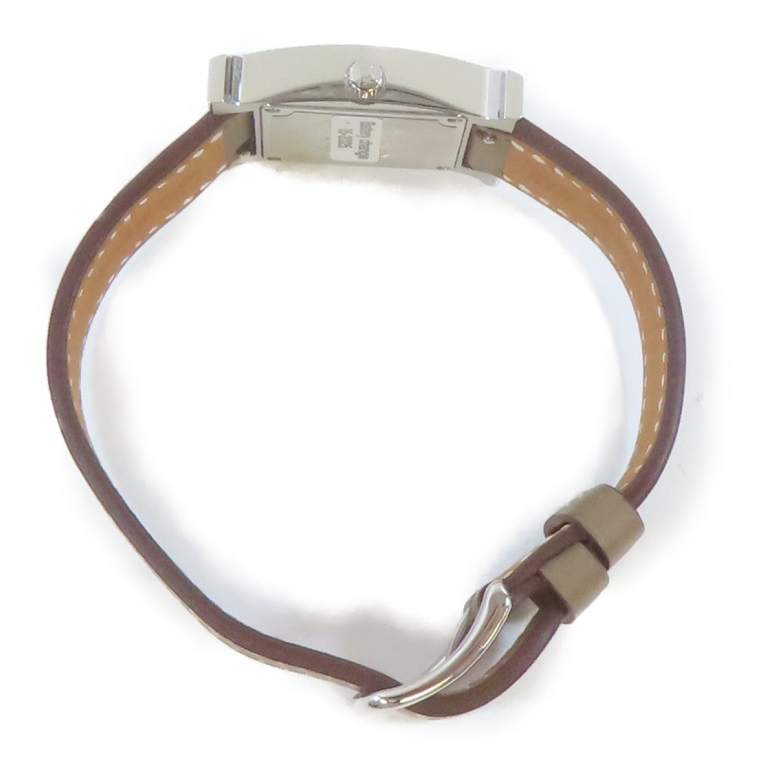 HERMES H Watch不鏽鋼/皮革手錶石英機芯白色#16cm