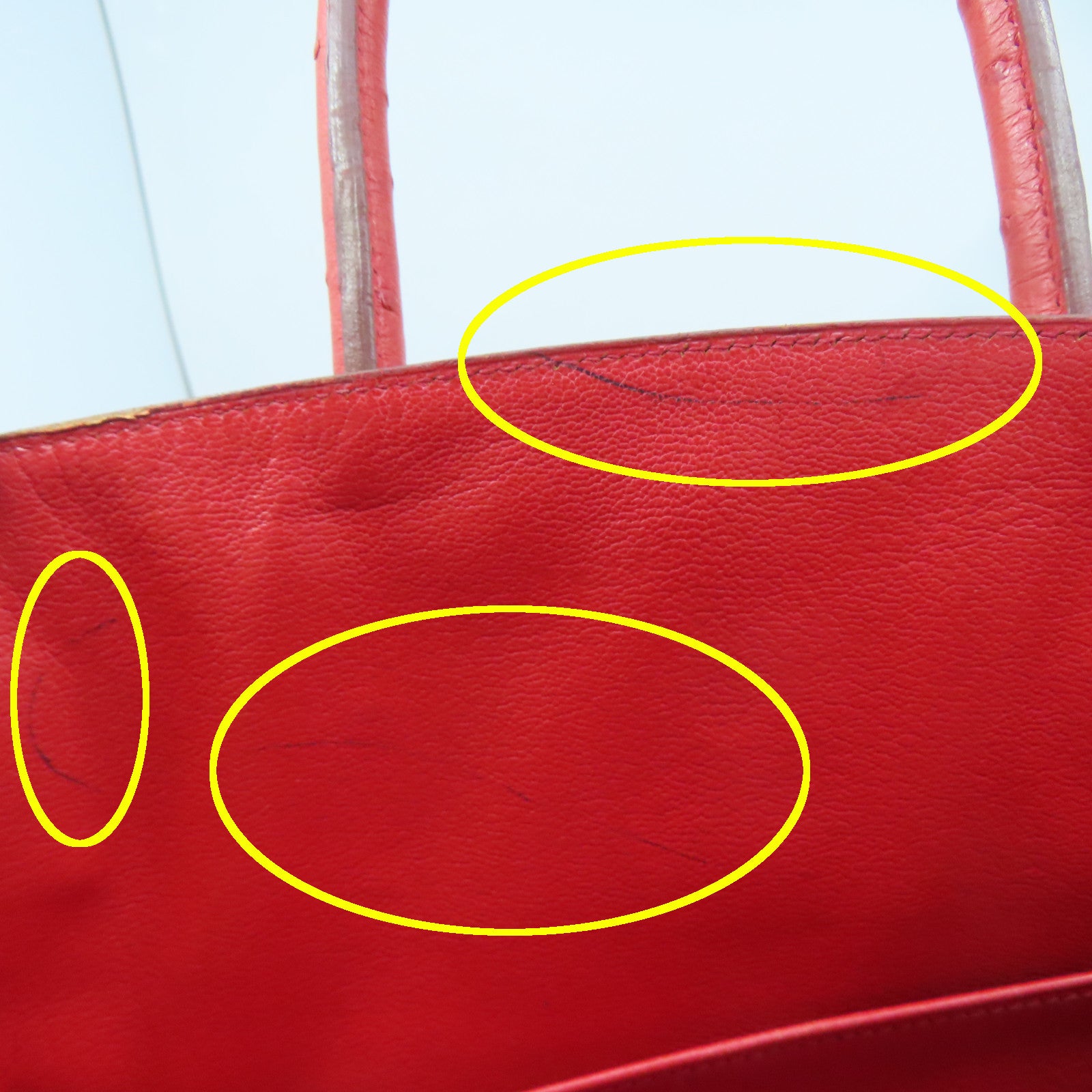HERMES Ostrich Leather Birkin 35 Gold Buckle Hand Bag Ostrich Red