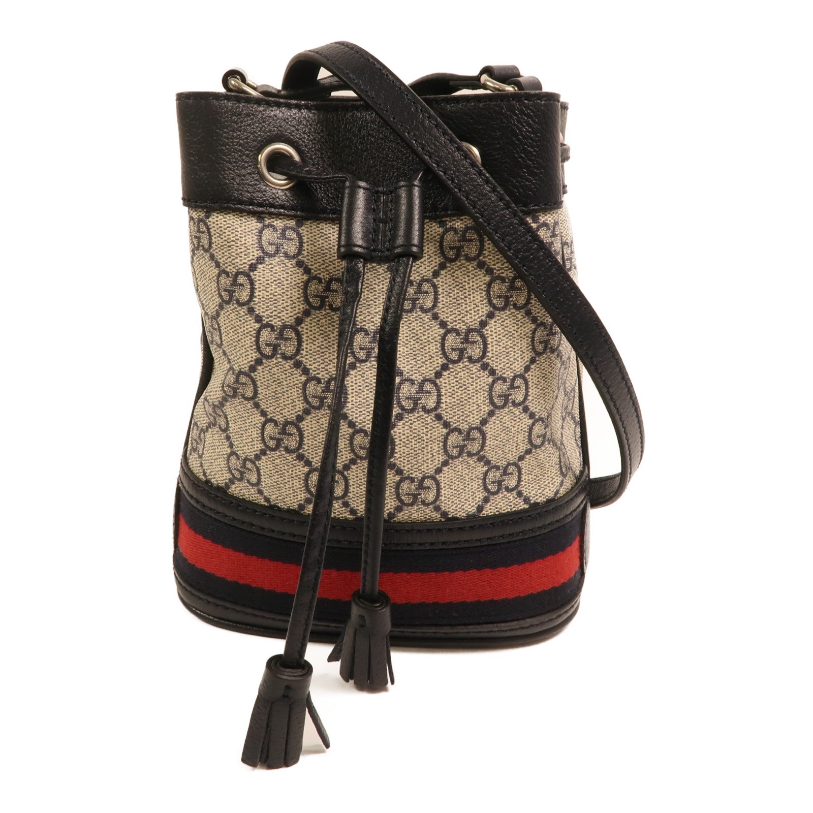 GUCCI 塗層帆布Ophidia GG Mini Bucket Bag銀扣肩背袋